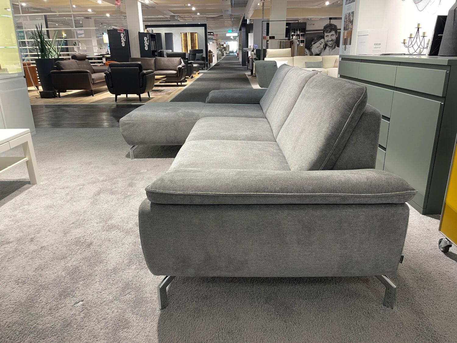 Musterring - Ecksofa MR 270 R Stoff Cyber Grey Grau Metallfuß Verchromt Inklusive Hocker - 2