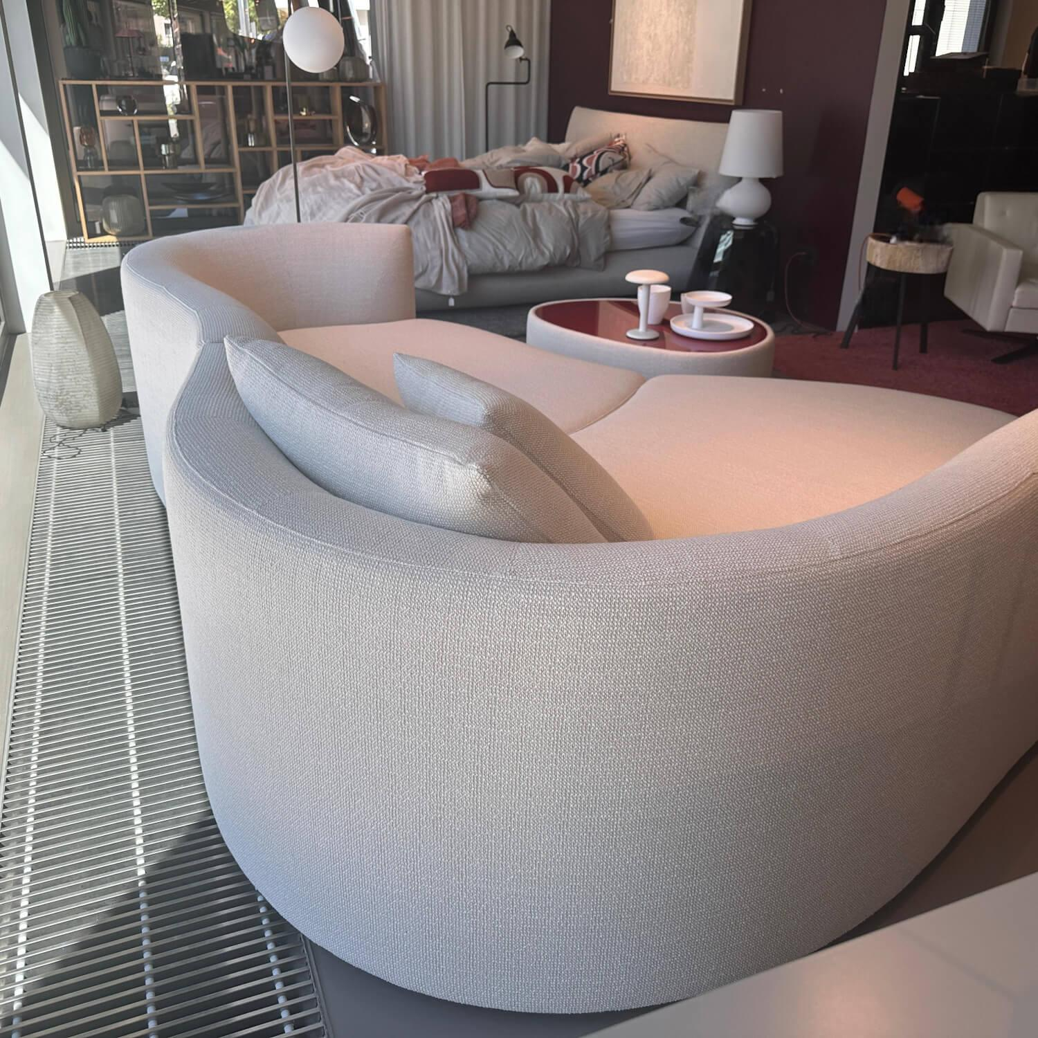 COR - Sofa Siwa Stoff 8190 Wollweiß Weiß Mit Rückenkissen Und Couchtisch Siwa Glas Braunrot Und Stoff 8190 Wollweiß Weiß - 7