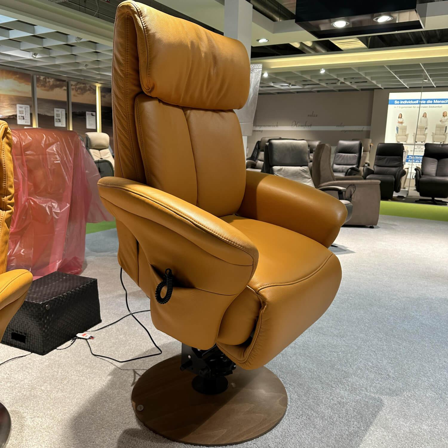 himolla - TV-Sessel Large 2-Motorig 7727 Leder 24 Longru Safran Braun Fuß Teller Buche Braun Mit Aufstehhilfe - 10