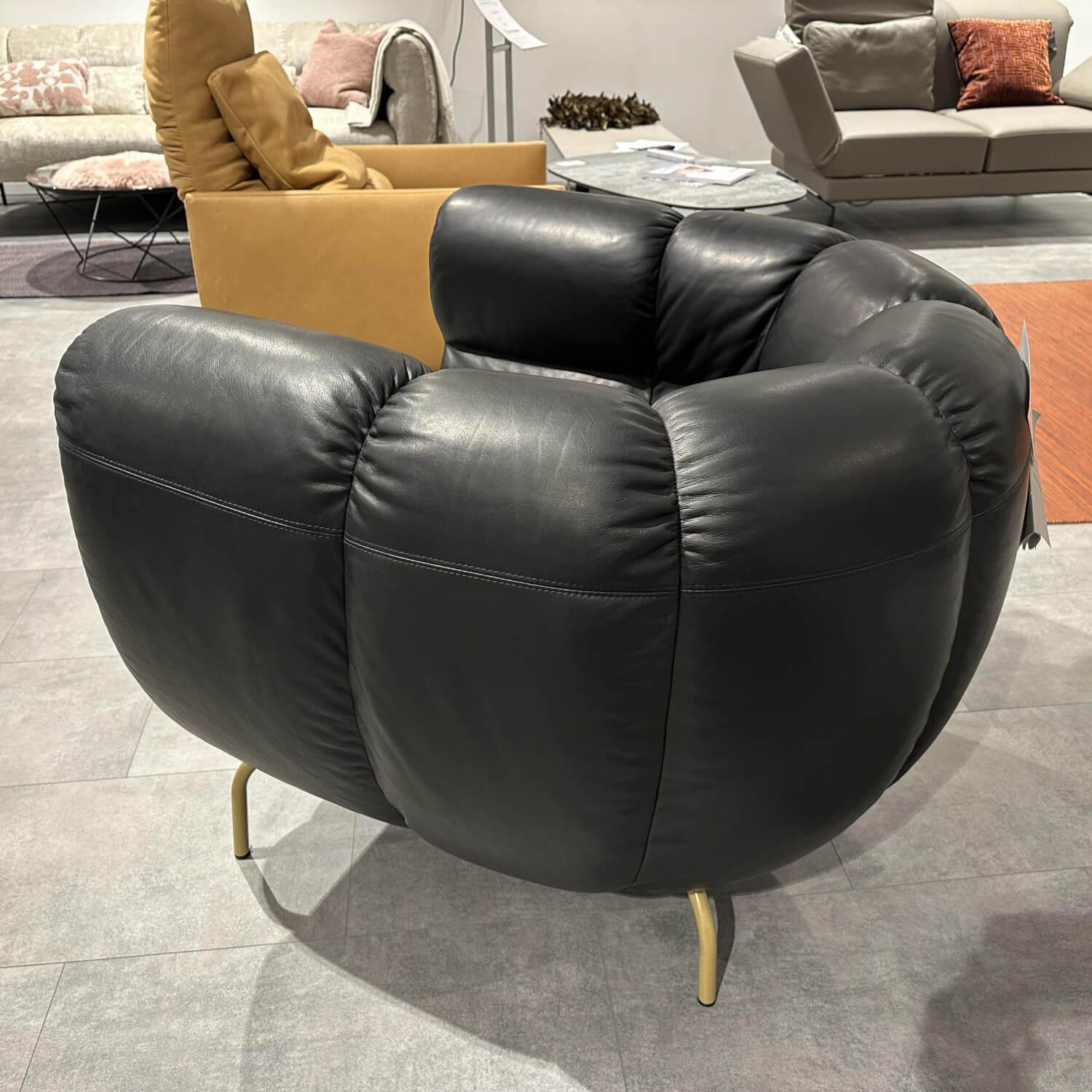 Brühl - Armchair Magnolia 1 Leather 56669 10 Lama Brown Feet Metal Gold-colored Powder-coated - 7