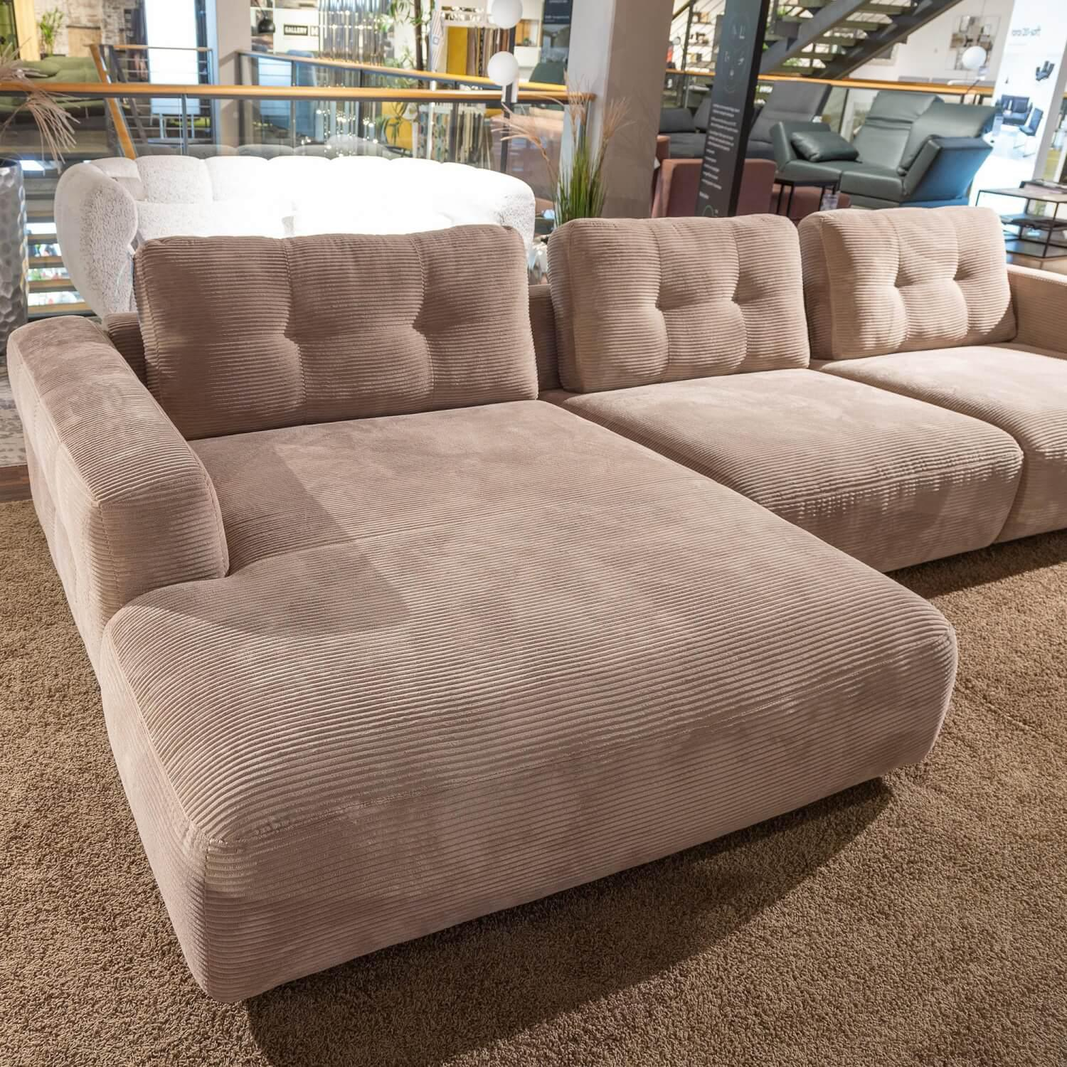 Candy - Ecksofa Nelly Stoff Cord Taupe Grau Braun Füße Kunststoffgleiter - 3