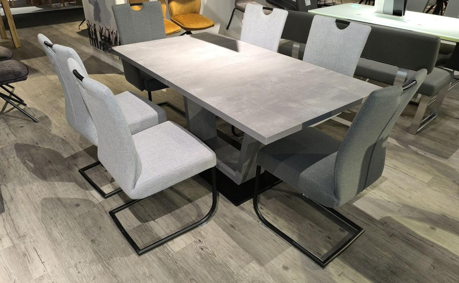 Niehoff - Essgruppe Dillan Stoff 921 Florida Silver Grau Und Stoff 929 Florida Grey Grau Gestell Eisen Schwarz Tisch Beton Dekor Grau - 3