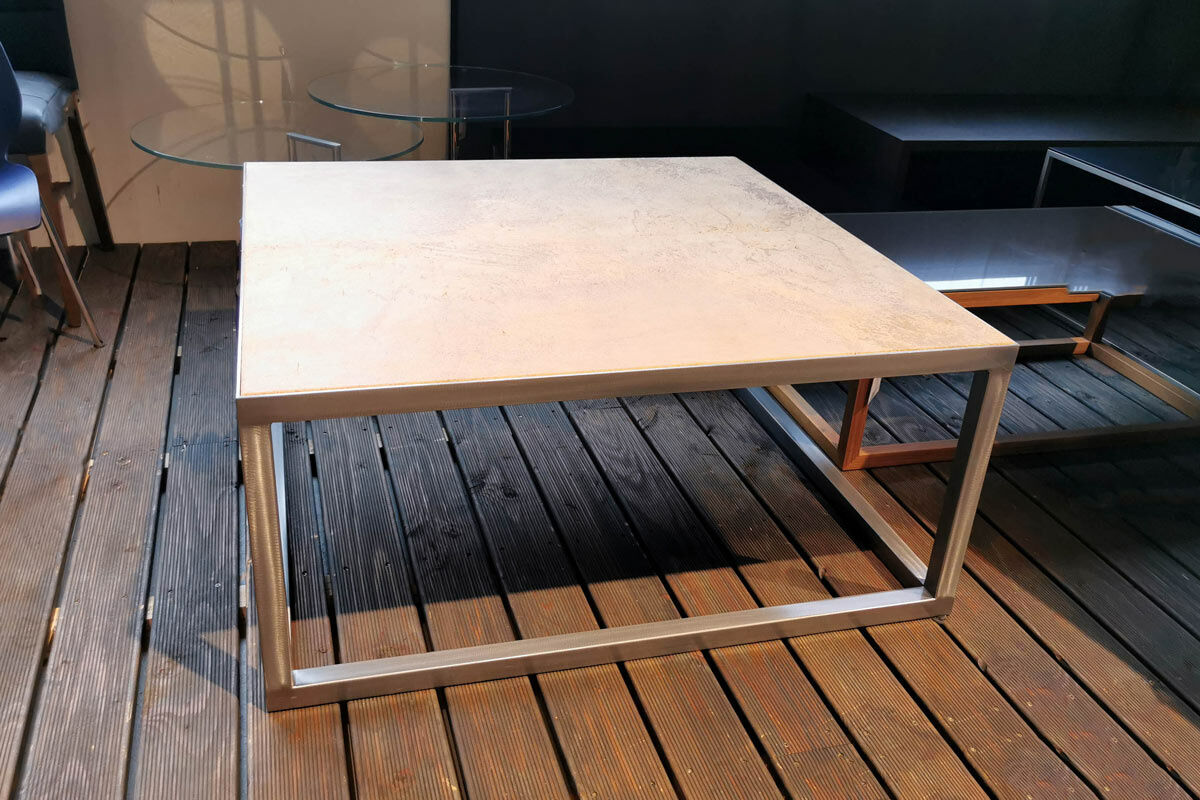 Baxter - Couchtisch Trinity Platte Leder Mali Cognac Braun Gestell Metall - 6