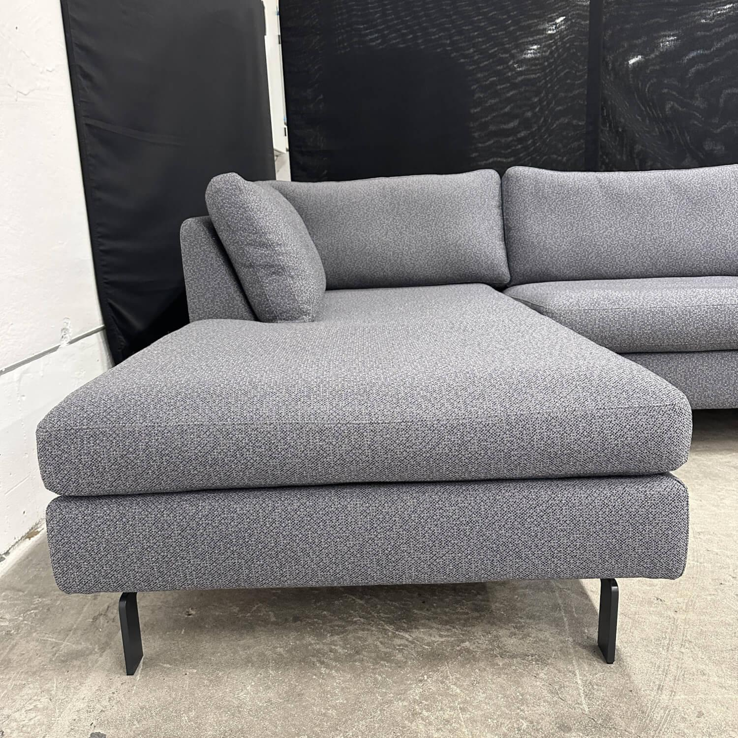 COR - Ecksofa Conseta Stoff 11028 Carbon Grau Schmalfüße Lack RAL 240 20 05 Nachtschattenblau Blau Inklusive Armlehnkissen - 3