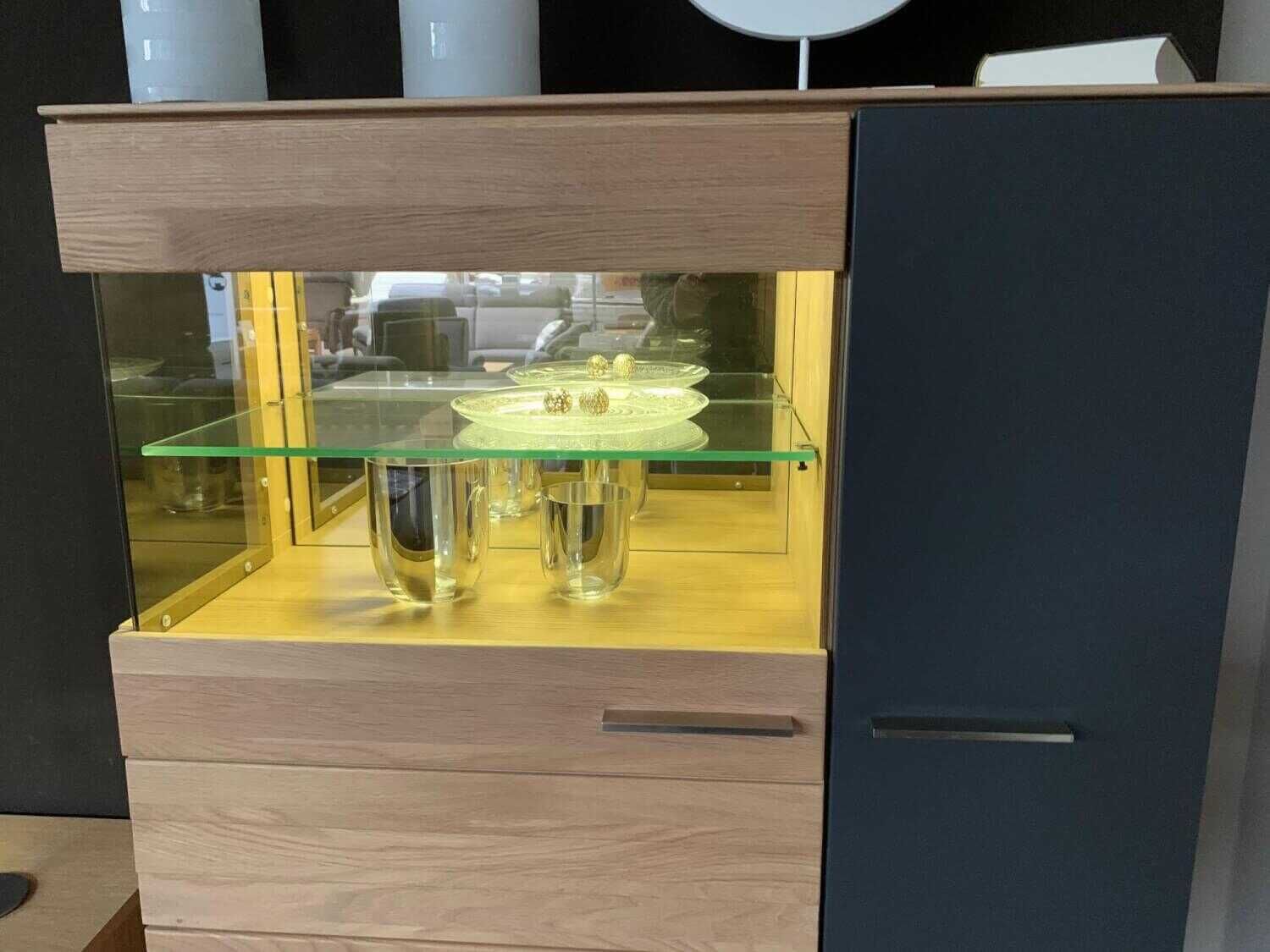 Wohn Concept - Wohnwand Achat Eiche Teilmassiv Absetzung Graphit - 4