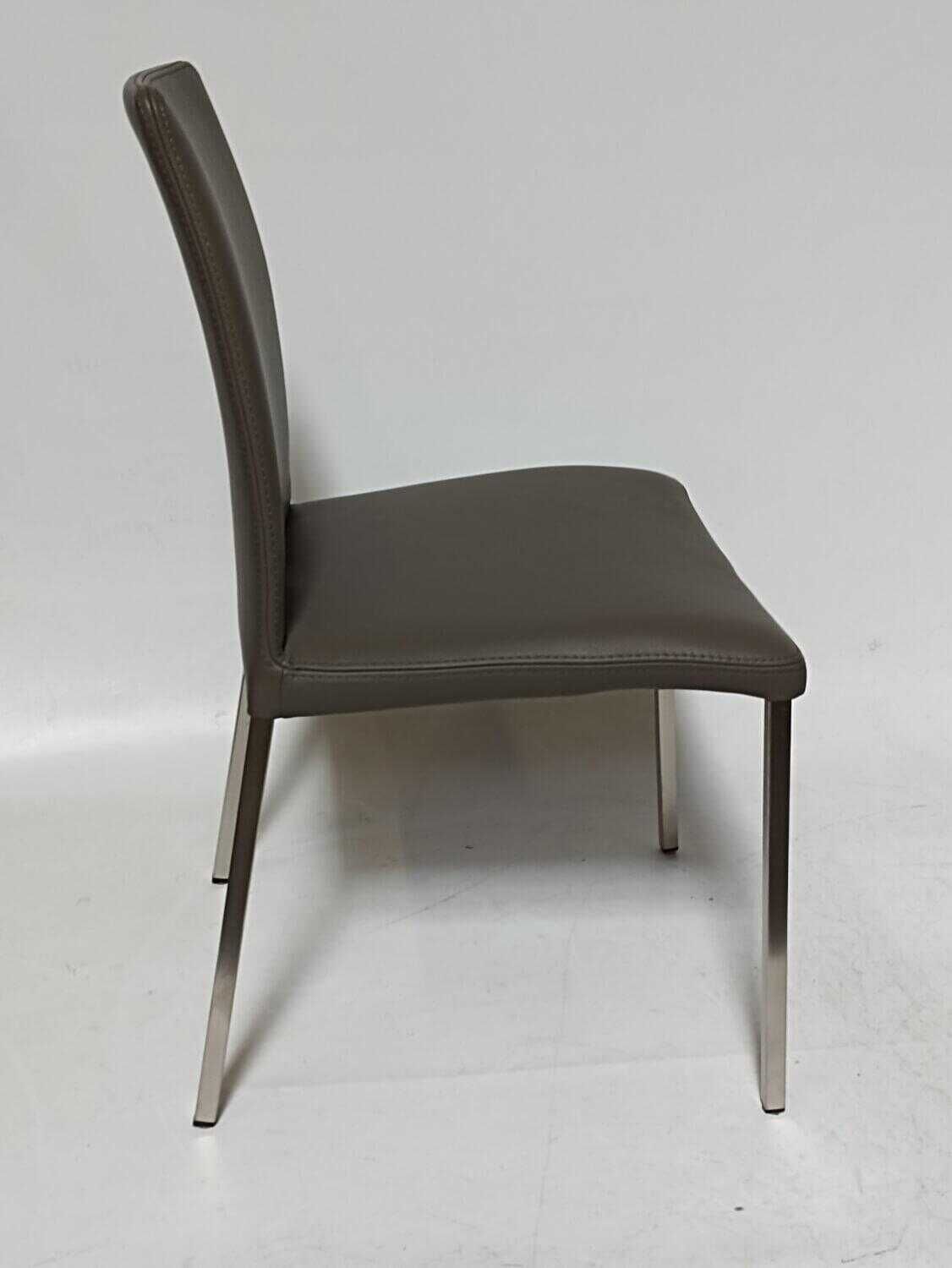 Lavida - 4-er Stuhlgruppe Arco Iris Leder Toledo Smog Fuß Quadratrohr Edelstahl - 3