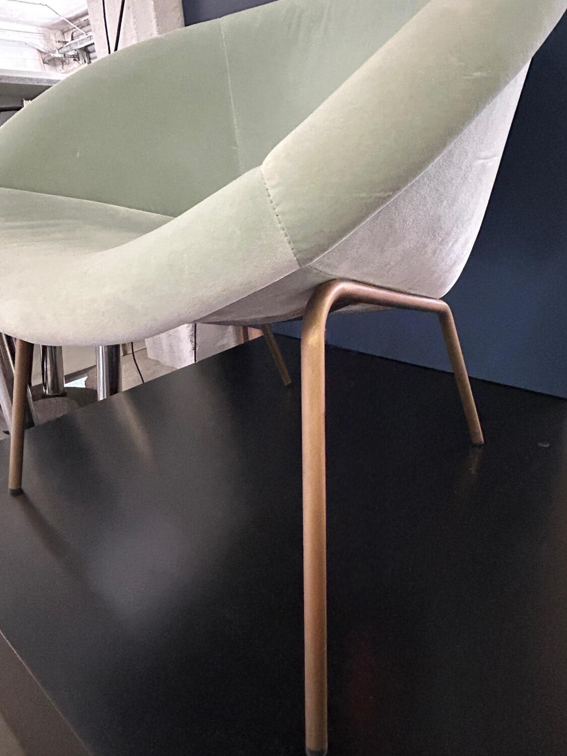 Walter Knoll - Sessel 369 Stoff Harald 823 Jade Grün Gestell Stahl Messing Veredelt - 3