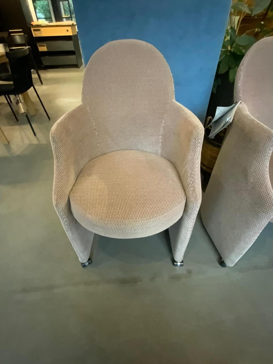 Brühl - 2er Set Sessel Armand Stoff 4495 52 Beige Braun Füße Rollen Schwarz - 2