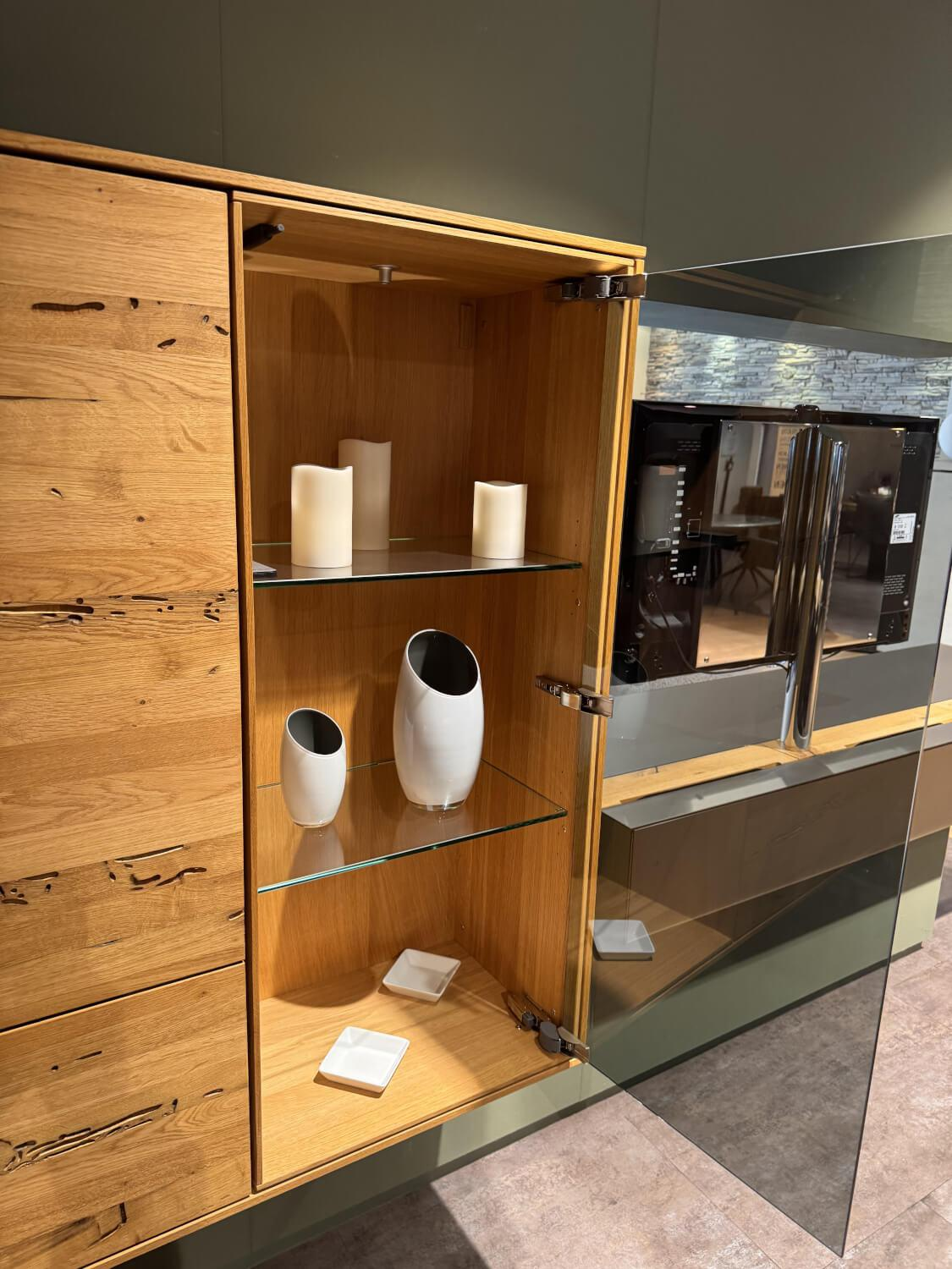 Team 7 - Hängeschrank Eiche Natur Front Venedig Eiche Natur Und Rauchglas Mit Beleuchtung - 8