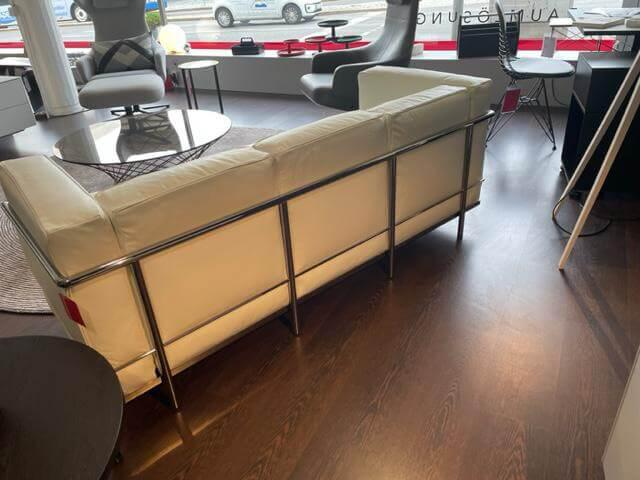 Cassina - Sofa LC2 3-Sitzig Leder LCX Weiß Gestell Verchromt - 3