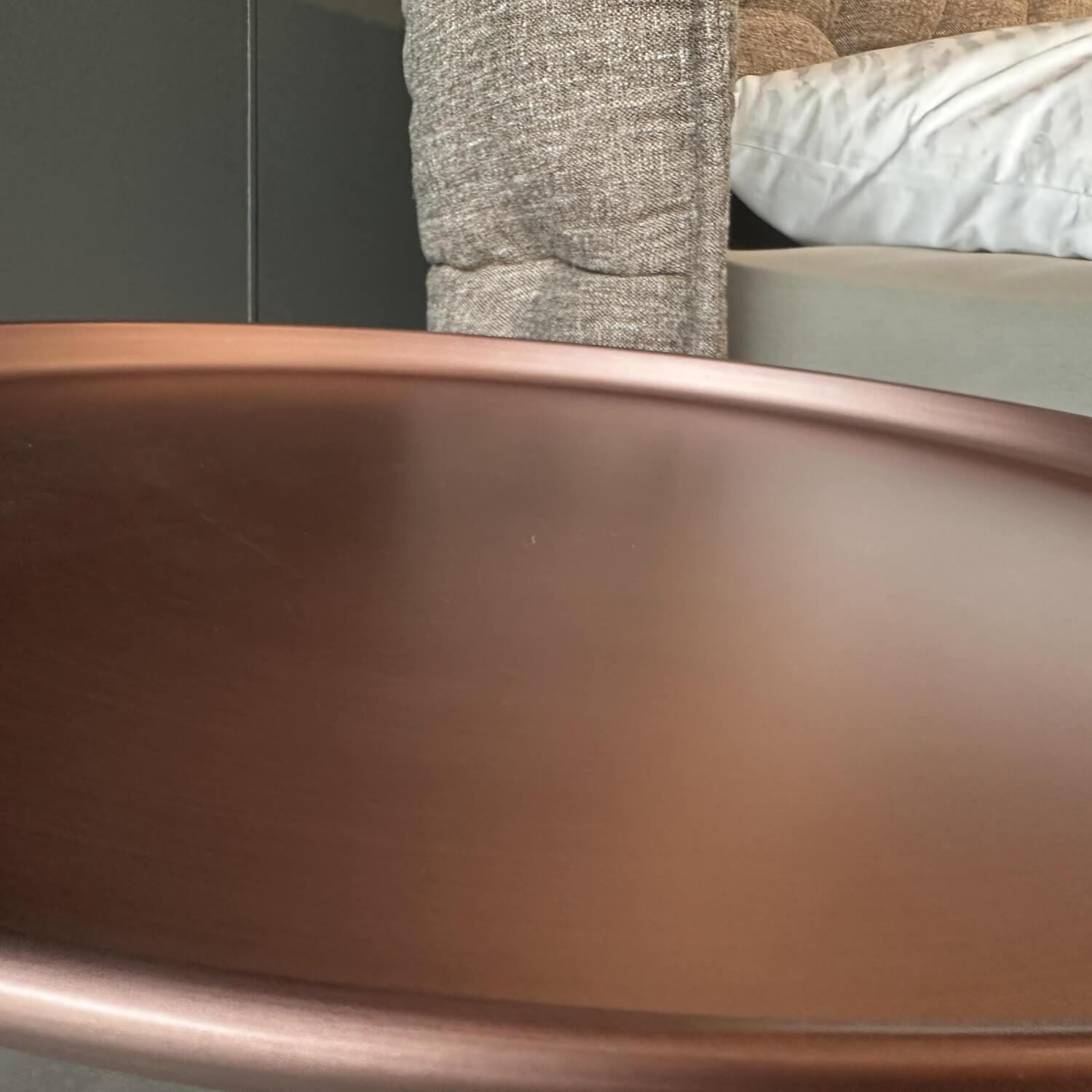 B&B Italia - Nachttisch Husk Rund Und Klein Platte Kupfer Brüniert Gestell Nickel Bronzefarben Lackiert - 3