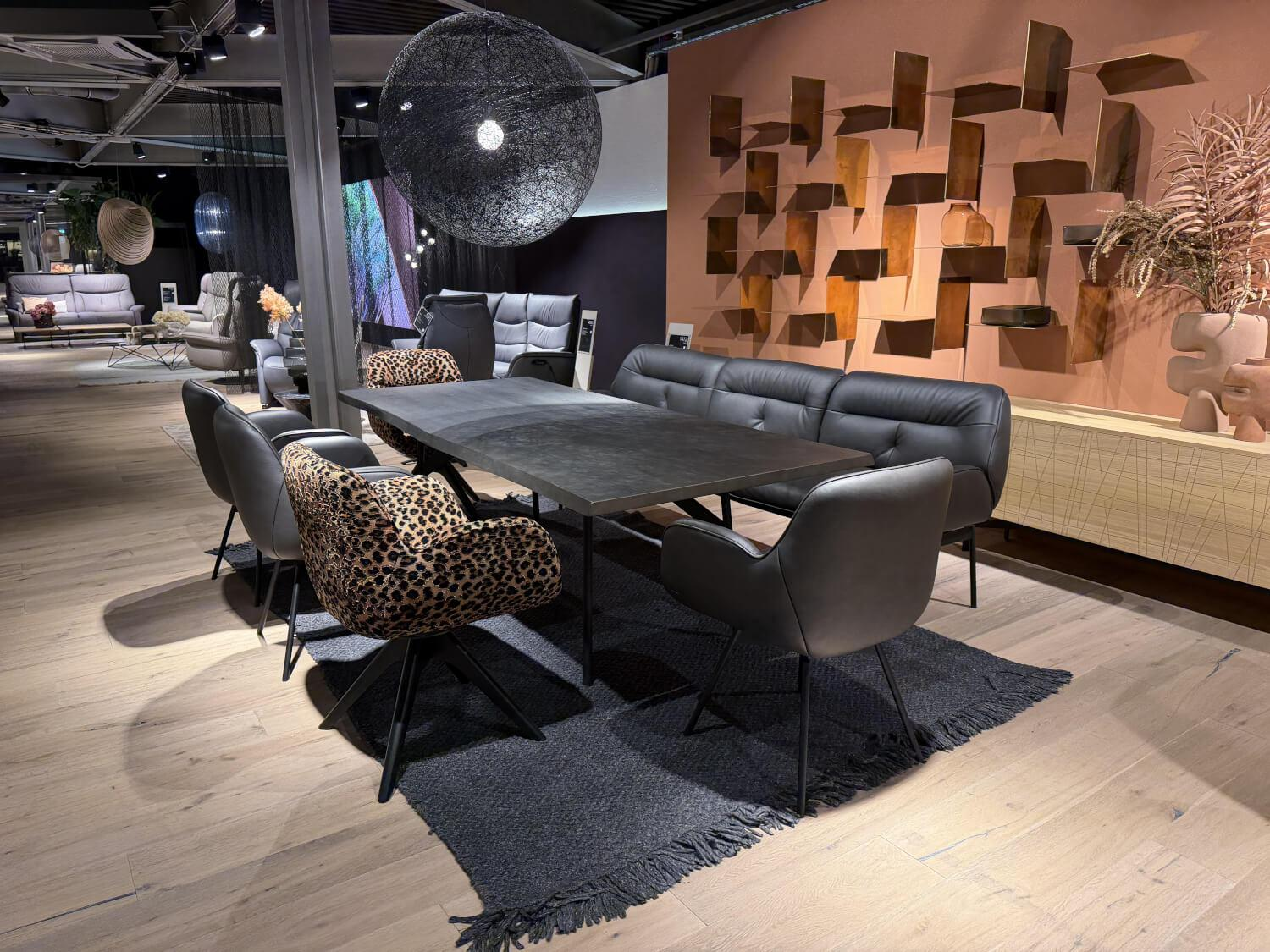 himolla - Bank Dining 1472 Leder 35 Mariposa Onyx Schwarz Gestell Metall Anthrazit Pulverbeschichtet - 3