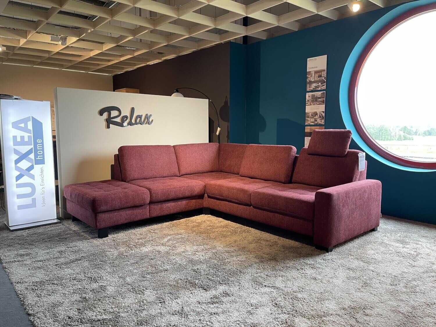 Steinpol - Eckgarnitur Tortona Stoff Amy Marsala 31 PG 12 mit Schlaffunktion - 1