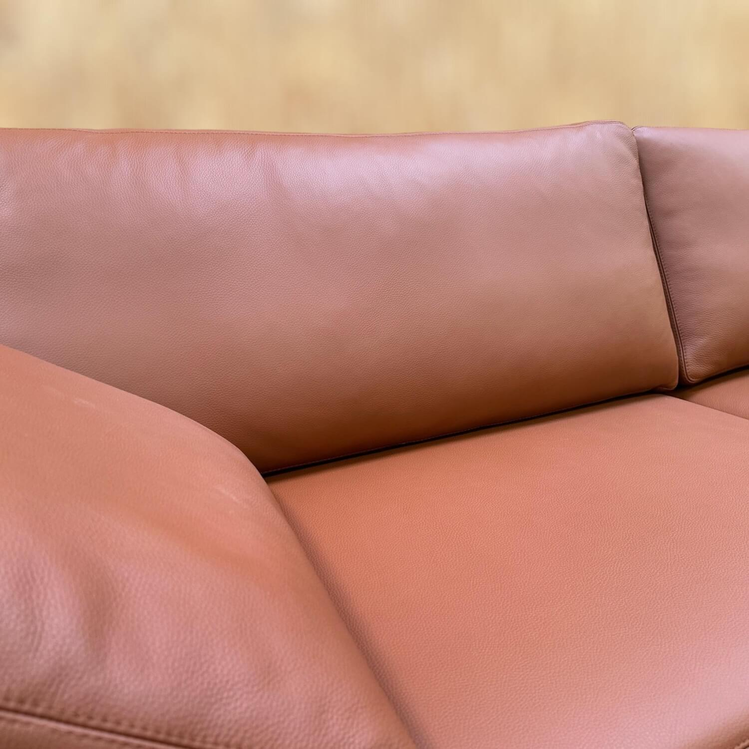 COR - Sofa Conseta Bodenfrei Leder 173 Cognac Schmalfuß Schwarzbraun mit 2 Kissen - 4