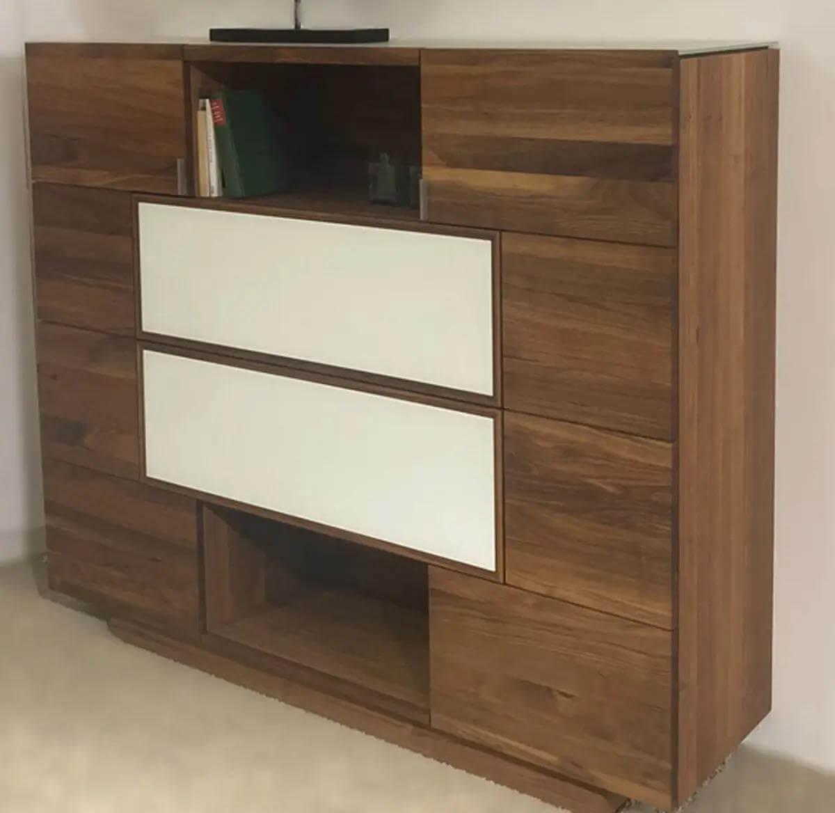 Voglauer - Highboard M4511 Wildnuss Massiv Geölt Absetzung Colorgals Optiwhite Weiß - 5