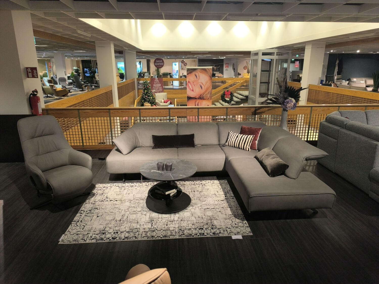 himolla - Polstergruppe Signa Leder Leonessa Artic 27 Grau Braun Füße Metall Schwarz - 9