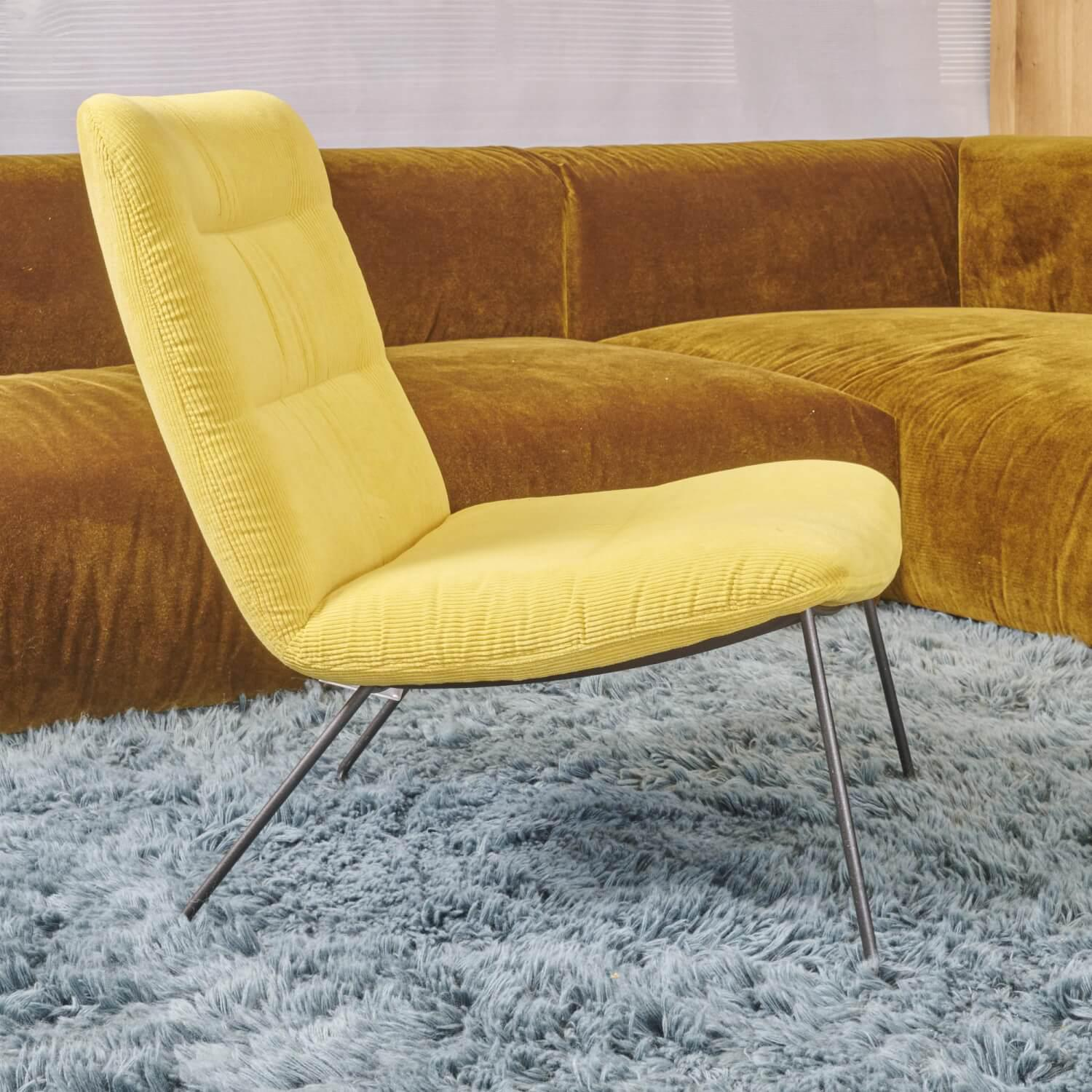 KFF - Sessel Arva Light Lounge Ohne Armlehnen Bezug Stoff Lisboa Farbe 20 Gelb Cord Samt Gestell M23 Struktur Anthrazit - 11