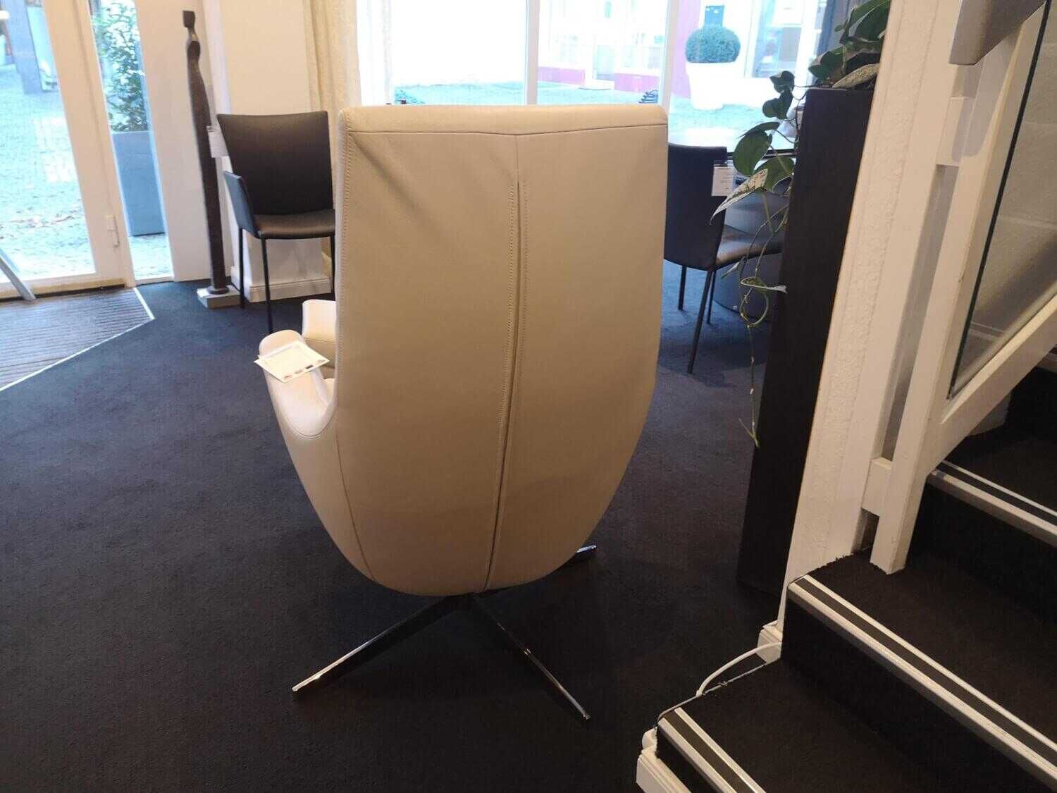 Bielefelder Werkstätten - Sessel Kent Leder Normandie Kiesel Füße Verchromt - 5