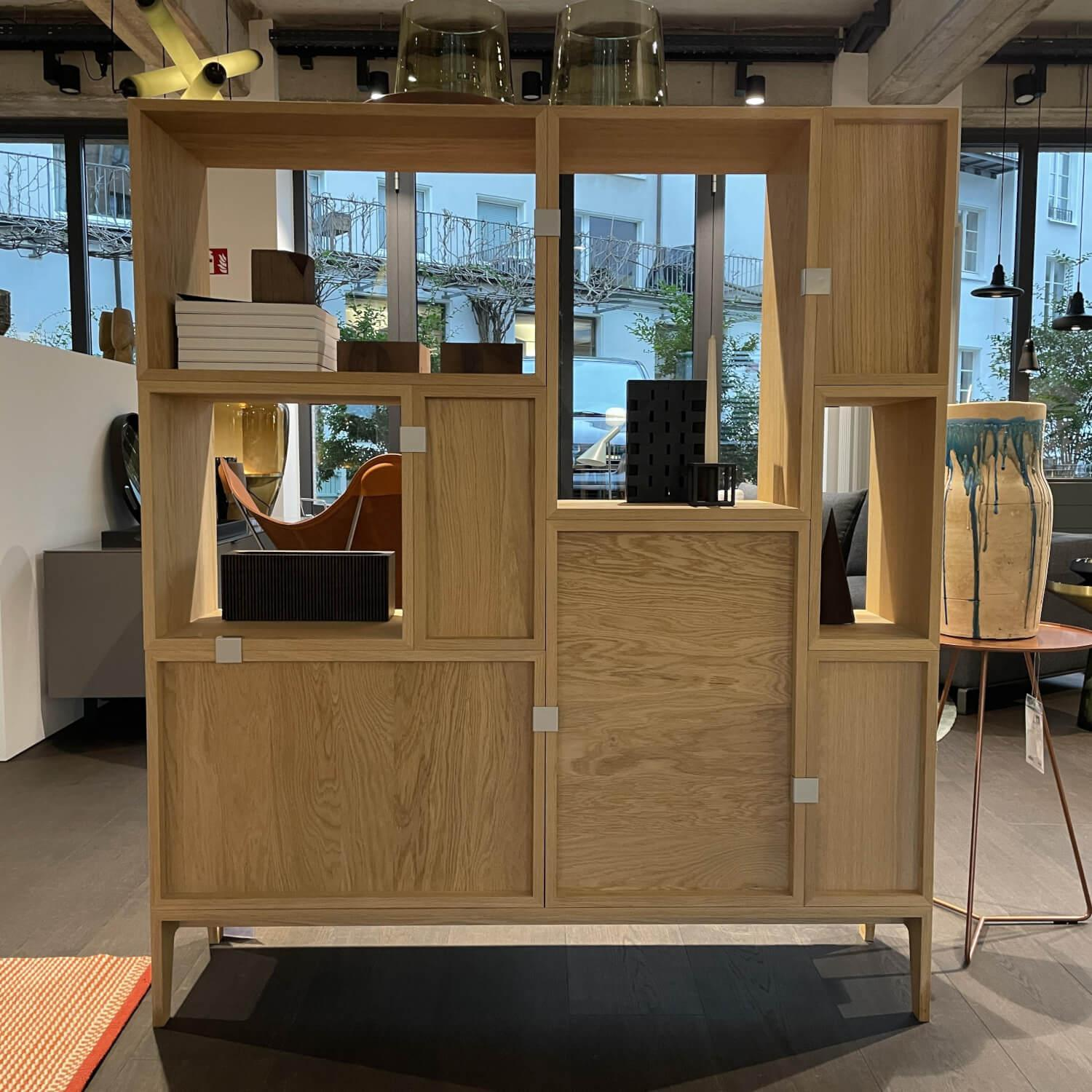 Muuto - Regalsystem Stacked Eiche Furniert Individuell Veränderbar Verbinderelemte Grau - 2