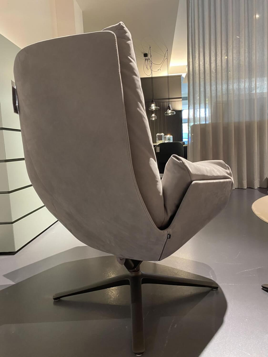 COR - Relaxsessel Cordia Lounge Leder 694 Grau 4-Fuß-Gestell Schwarzbraun mit Hocker - 6