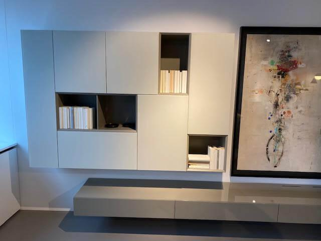 Kettnaker - Wohnwand Alea Hängekombination Lack Und Glas Matt Kiesel Grau Weiß Lowboard Lack Quarz Grau Hochglanz - 6