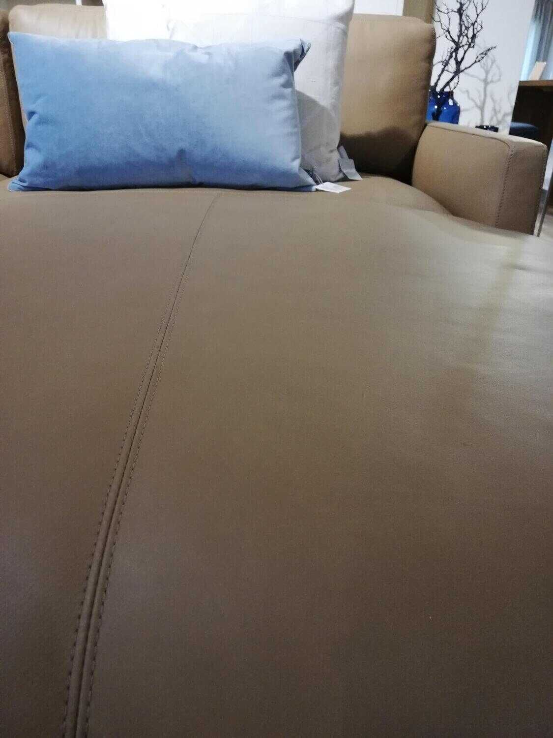 Paul Lindberg - Ecksofa Numa Leder 26 Taupe Beige Braun Kufe Schwarz - 7