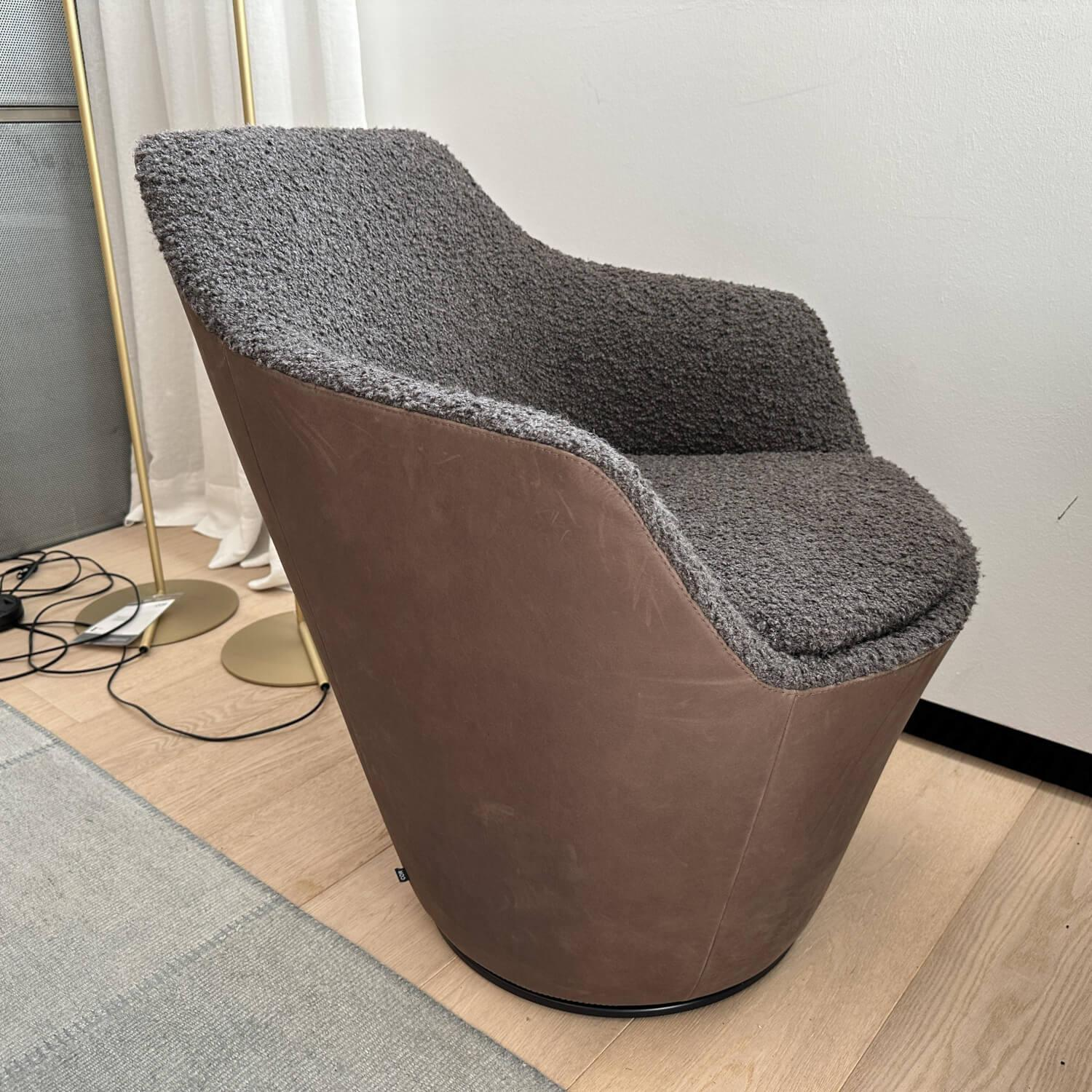 COR - Sessel Flint Drehbar Stoff 14004 Mocca Braun Grrau Außen Leder 492 Braun - 4