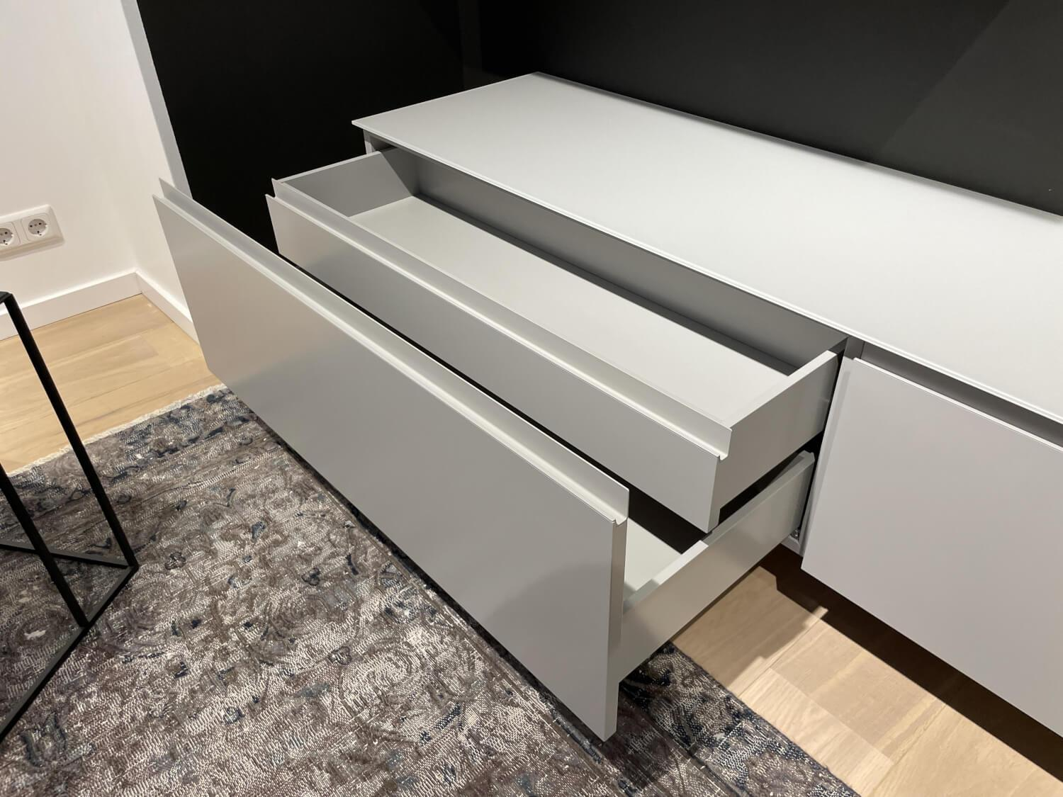 Sudbrock - Wohnwand Cubo Lack Canagrau Mit Eiche Anthrazit Gebeizt - 11