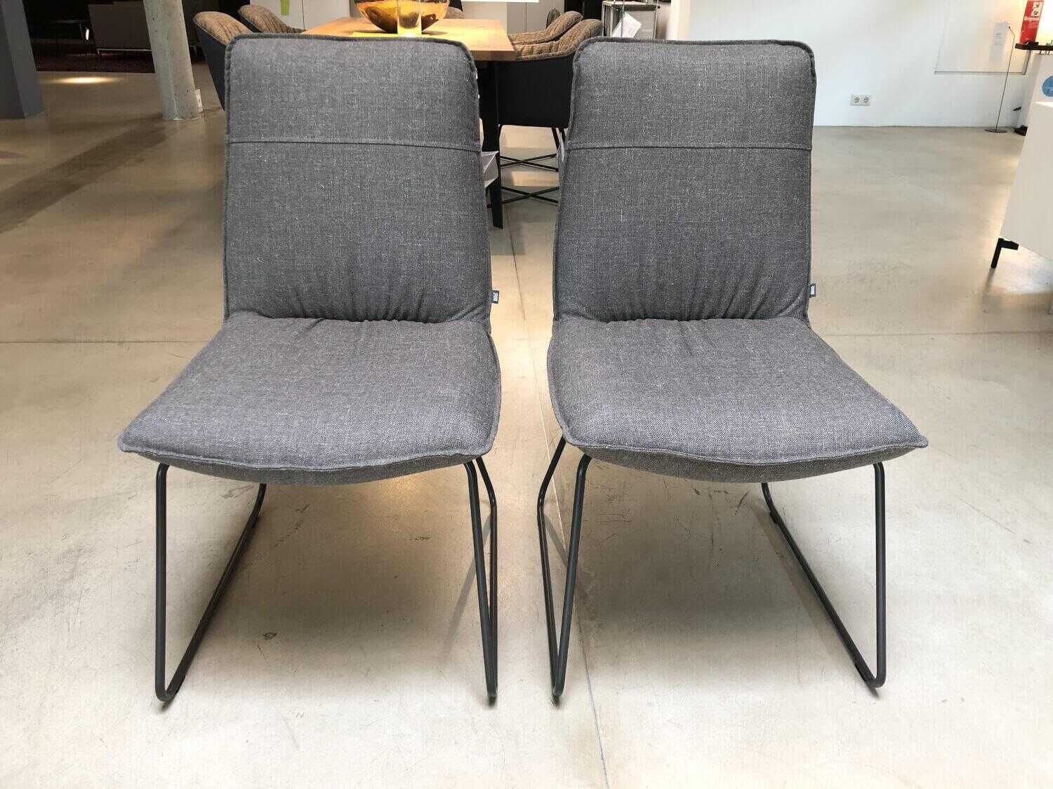 Rolf Benz - 2er-Stuhlset 606 Stoff Braungrau - 2