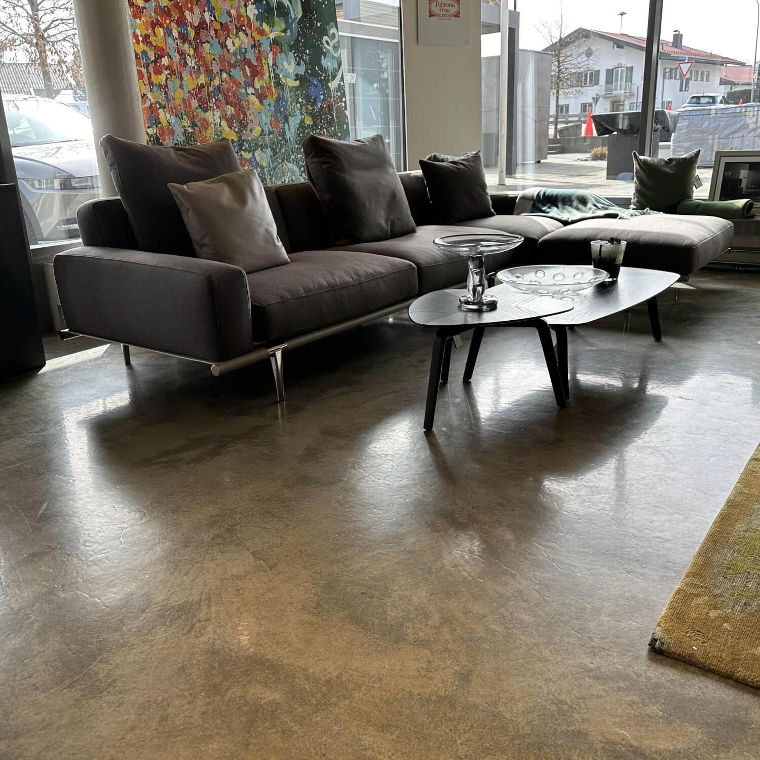 Poltrona Frau - Ecksofa Let it Be Stoff Giano 15247 Col. 7 Braun Grau Leder Saddle Extra Corda Beige - 10