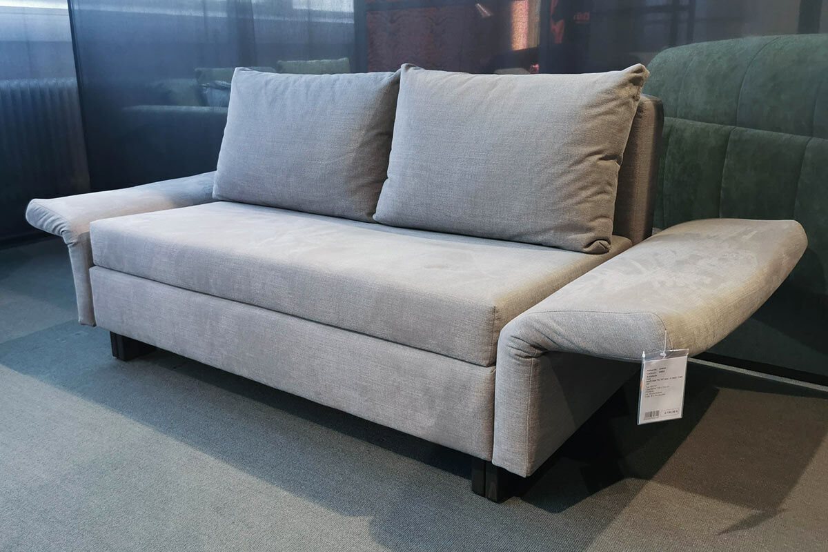 Franz Fertig - Schlafsofa Vela Stoff Cape 167 Zink Grau Füße Buche - 4