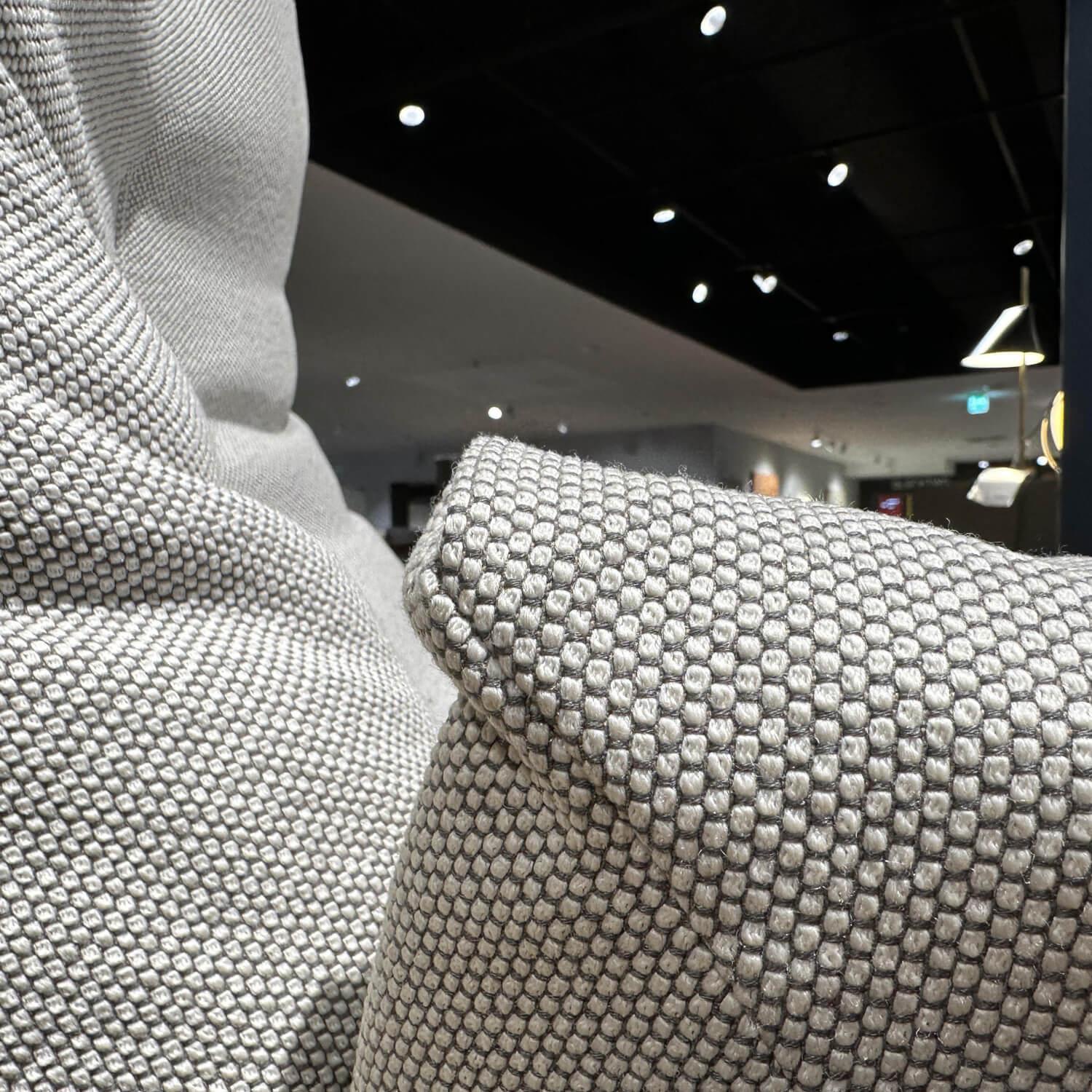 COR - Relaxsessel Cordia Lounge Korpus Leder Trüffel Braun Sitz Stoff Ecru Taupe Grau Gestell Lack F01 Schwarzbraun Mit Hocker - 7