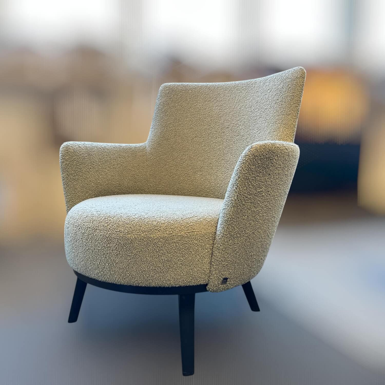 Bielefelder Werkstätten - Hochlehnsessel Polo Cocktail Stoff Lucie BW1788-555 Beige Creme Gestell Holz Dunkel Gebeizt Mit Drehfunktion - 5