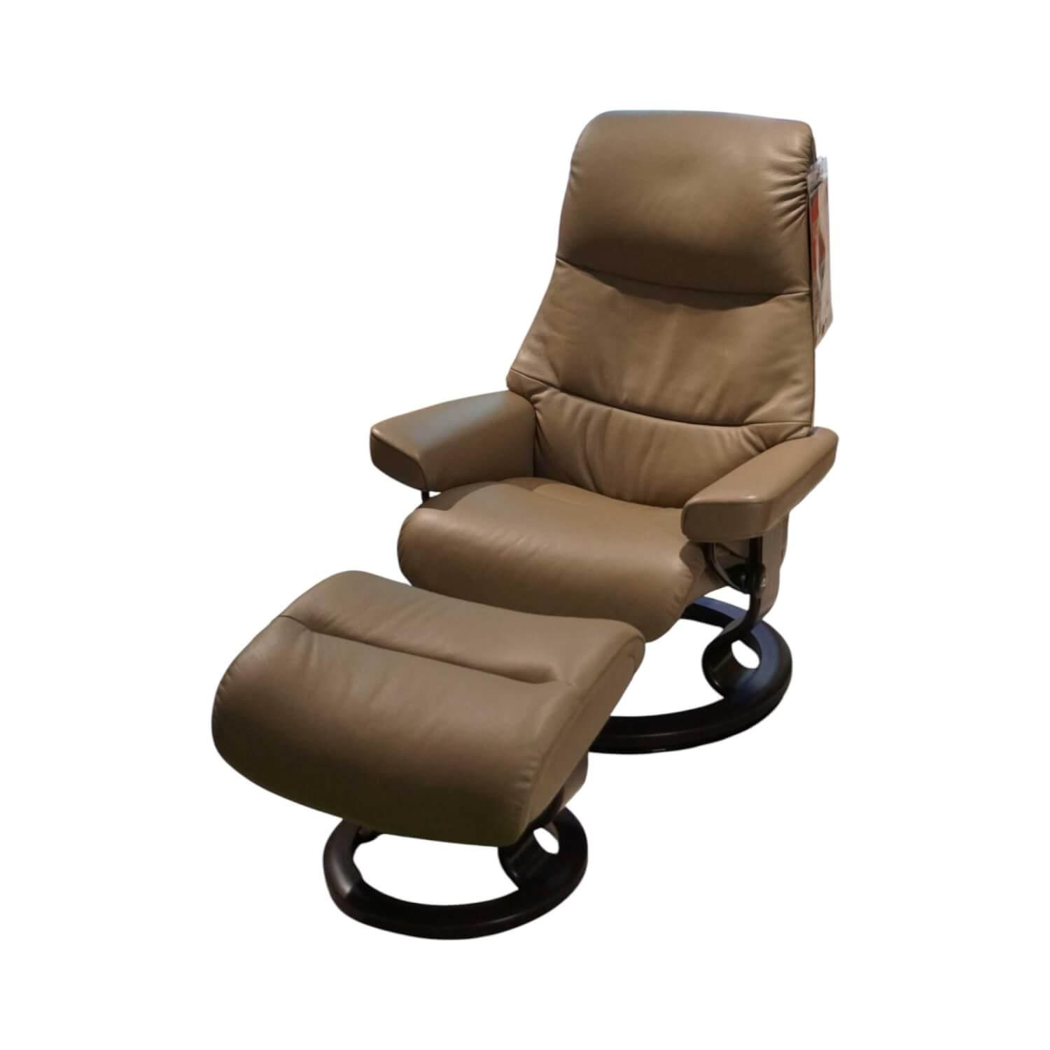 Stressless - Sessel View M Leder Batick Mole Braun Gestell Classic Wenge Gebeizt Inklusive Hocker - 1