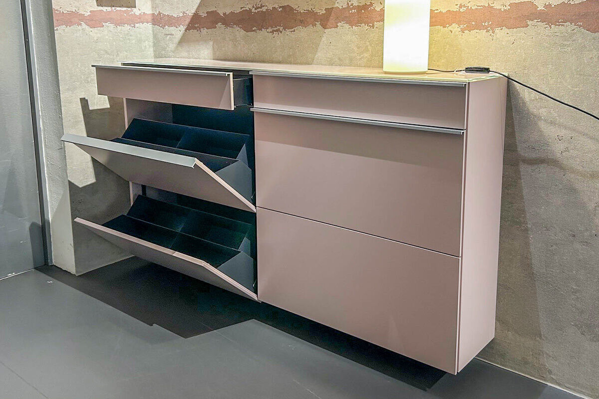Schönbuch - Schuhschrank Basic MDF Lackiert Altrosa Abdeckplatte Glas  - 4