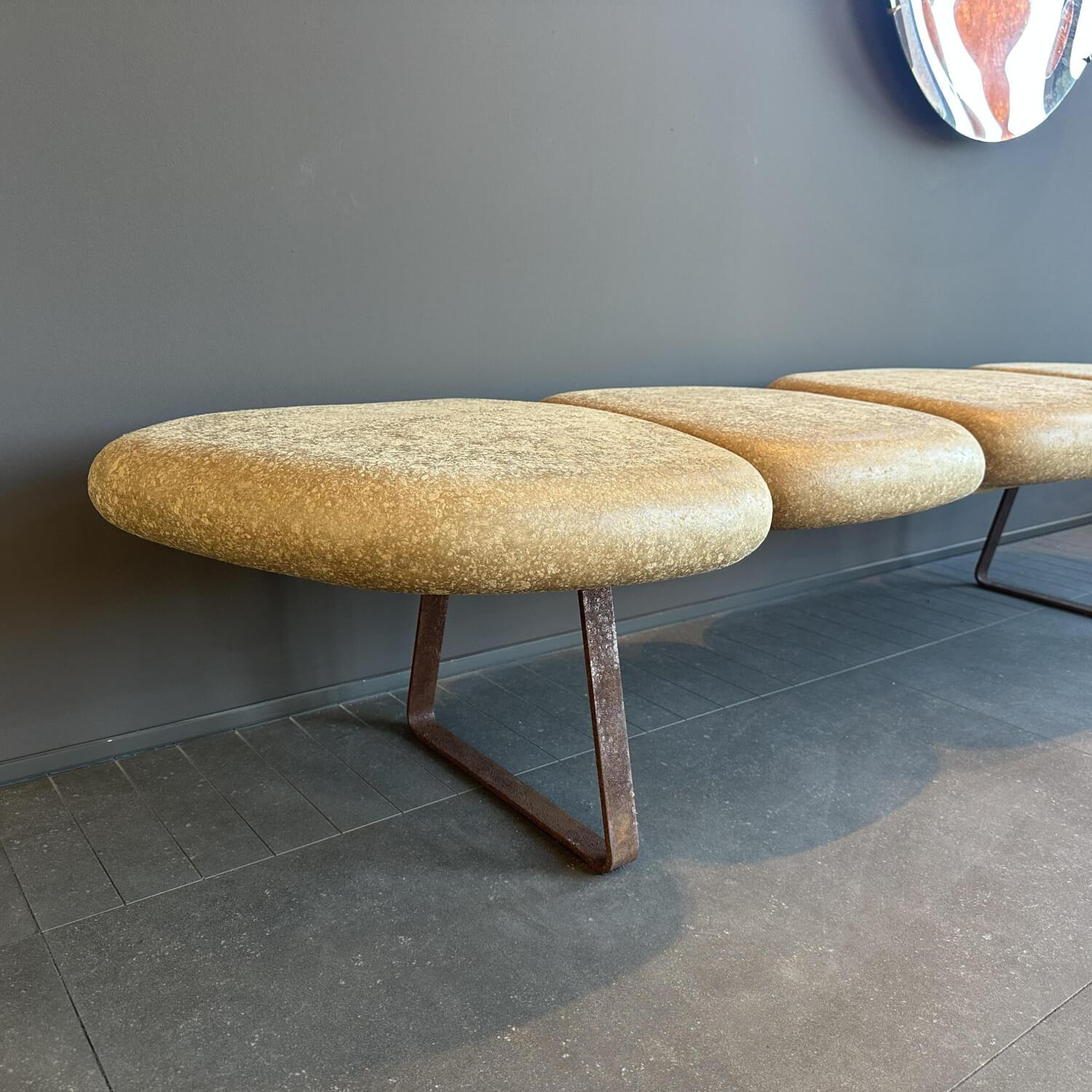 Gardeco - Bank De Papel Solo Sitz Wiederverwerteter Karton Braun Orange Gestell Eisen Oxydiert - 5