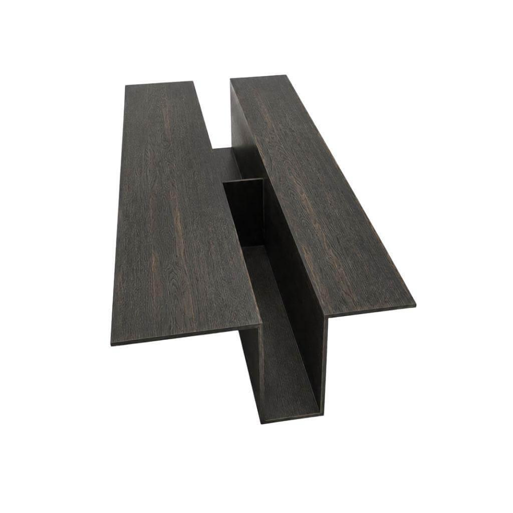 Living Divani - Couchtisch Grek Massivholz Steineiche Holzkohle Gebeizt Gestell Lack Matt - 1
