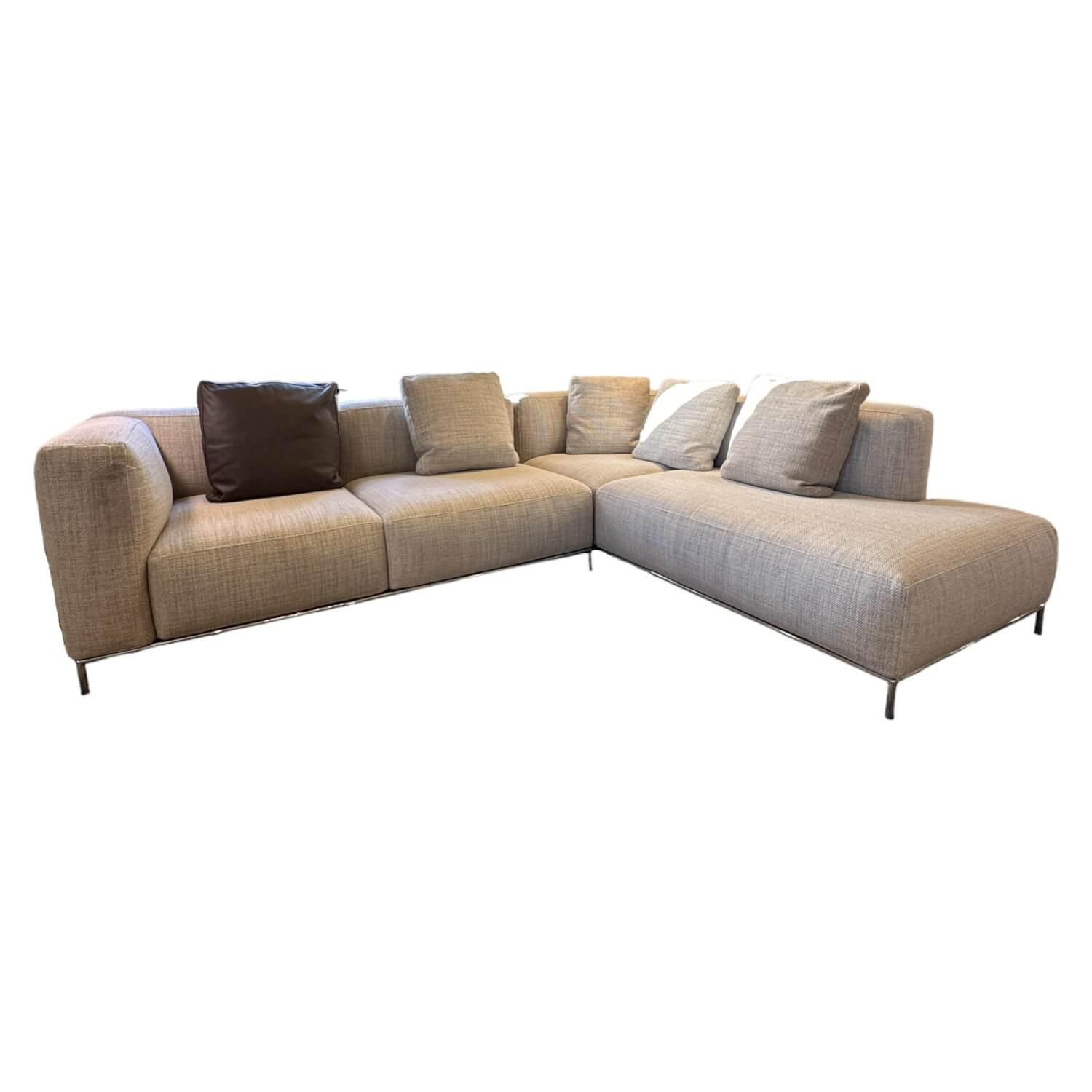 Cassina - Ecksofa Mex Hi Stoff Tensing Farbe 03 Perla Grau Gestell Metallstruktur Verchromt - 1