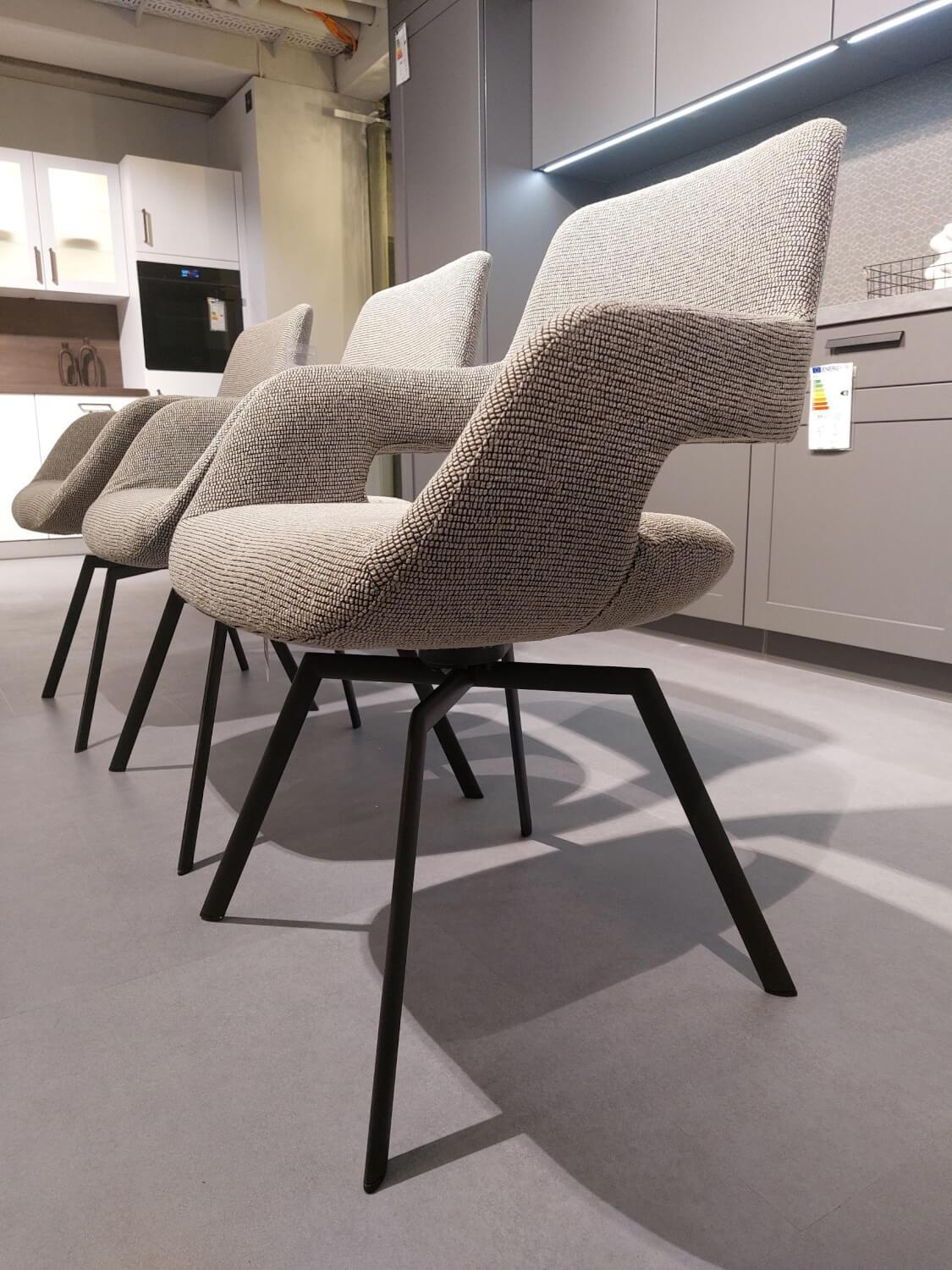 Venjakob - 3er-Set Stuhl July Stoff Freiburg Stone Beige Grau Gestell Metall Anthrazit Pulverbeschichtet - 3
