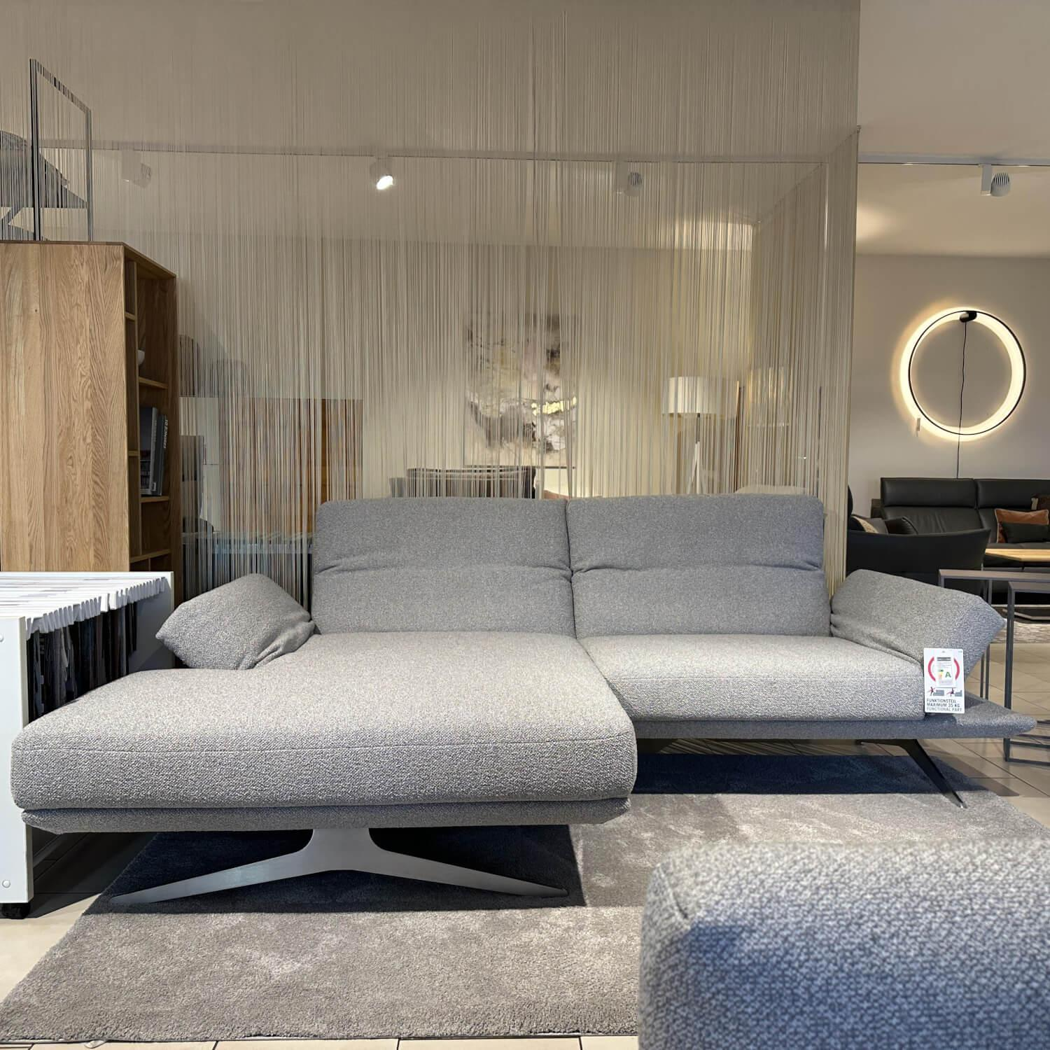 Koinor - Ecksofa Wesley Stoff 13 Cosmos 20 Grau Metallkufe Nickel Satiniert Edelstahloptik Mit Verstellung - 5