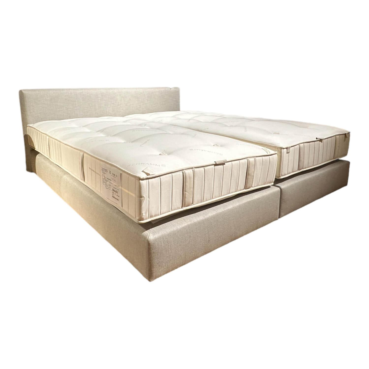 Schramm - Polsterbett Limited Cube 1923 Stoff Lino Lightgrey Zylinderfuß 10 Buche Schwarz - 1