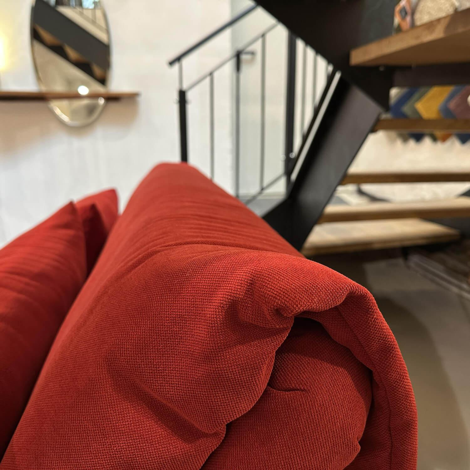 Ligne Roset - Sitztiefe // Schlafsofa Multy Stoff Amalfi Grenade Rot Gestell Metall Anthrazit Inklusive Matratze - 6
