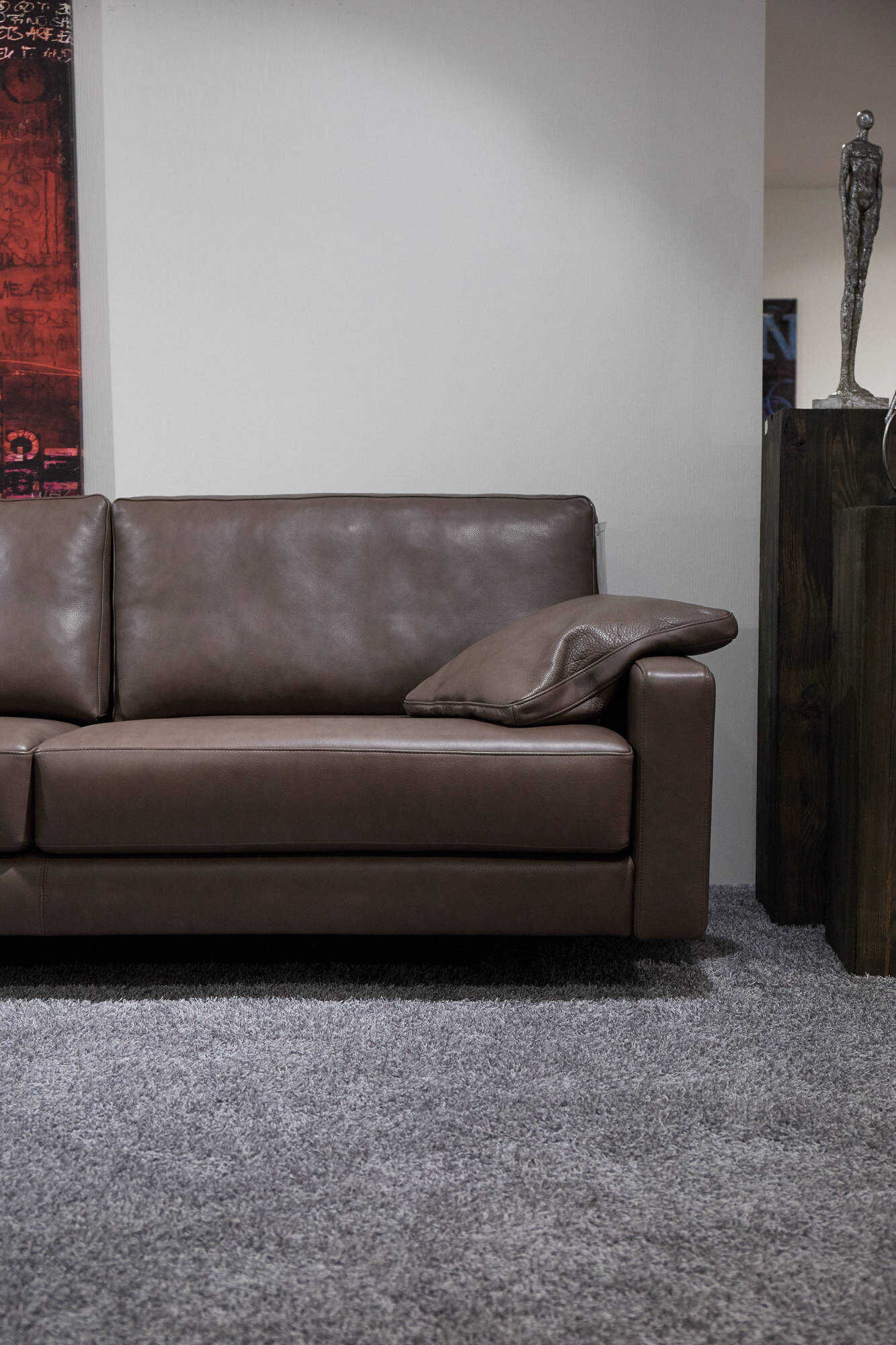 Ecksofa 7100 in Leder Braun mit Schlaffunktion Schlafsofa