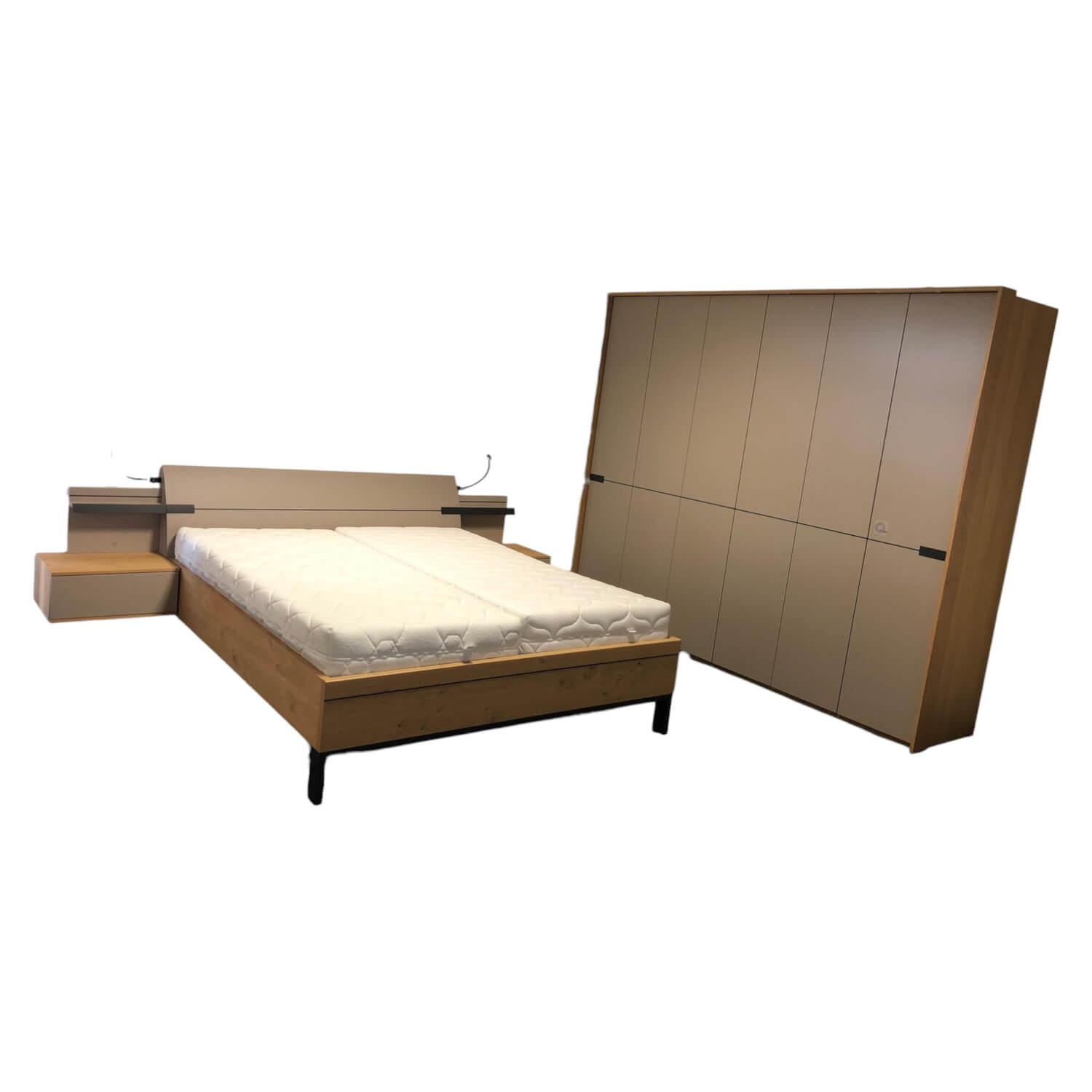 Disselkamp - Schlafzimmer Cordoba Balkeneiche Echtholz Furniert Absetzung Taupe - 1