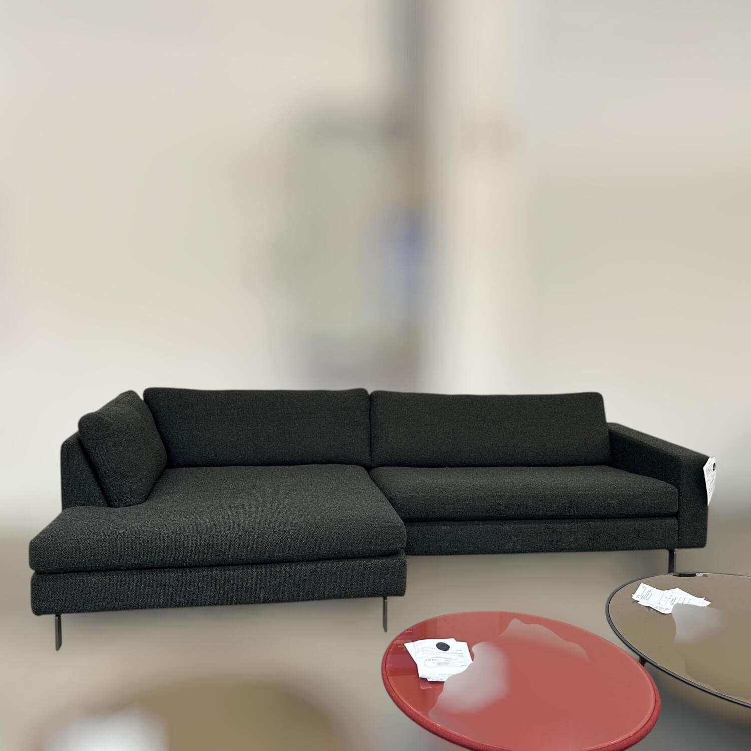 COR - Ecksofa Conseta Stoff C0907 Monza Melange 53 Dunkelgrün Schmalfüße Metall Elephant Grau Lackiert - 3