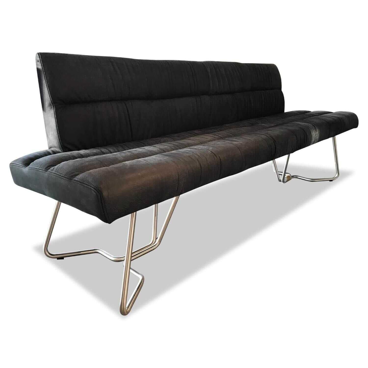 Bacher - Bank Aiden Soft 5210 Leder Luna Schwarz Edelstahl Matt - 1