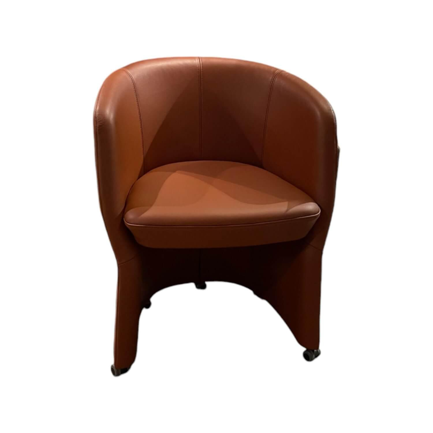 Rolf Benz - Sessel Eni Leder 38 112 Mittel Kupferbraun Mit Rollen Kunststoff Schwarz - 1