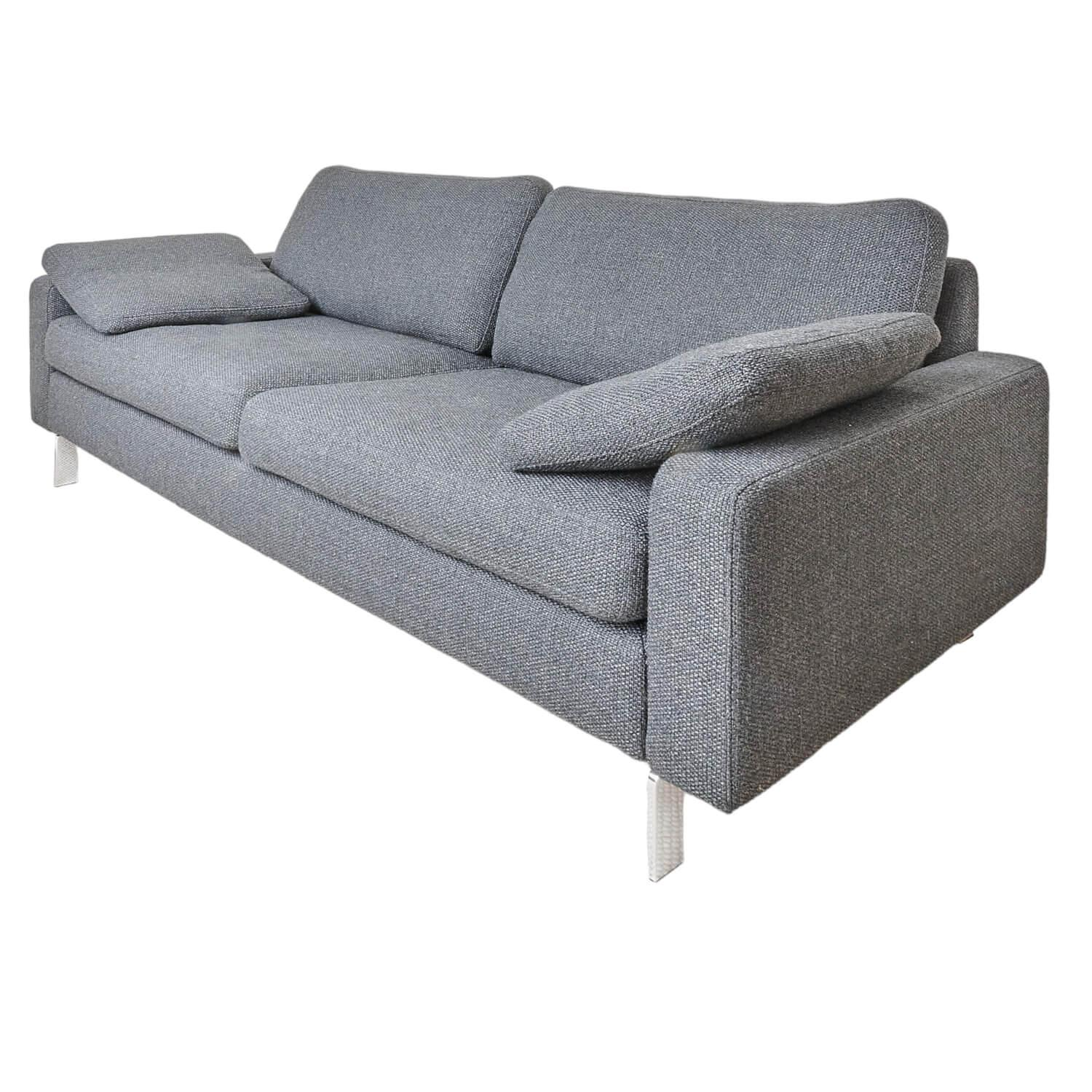 COR - Sofa Conseta Bezug Stoff 5010 Anthrazit Schmalfuß Chrom Bodenfrei Inklusive 2 Kissen - 1