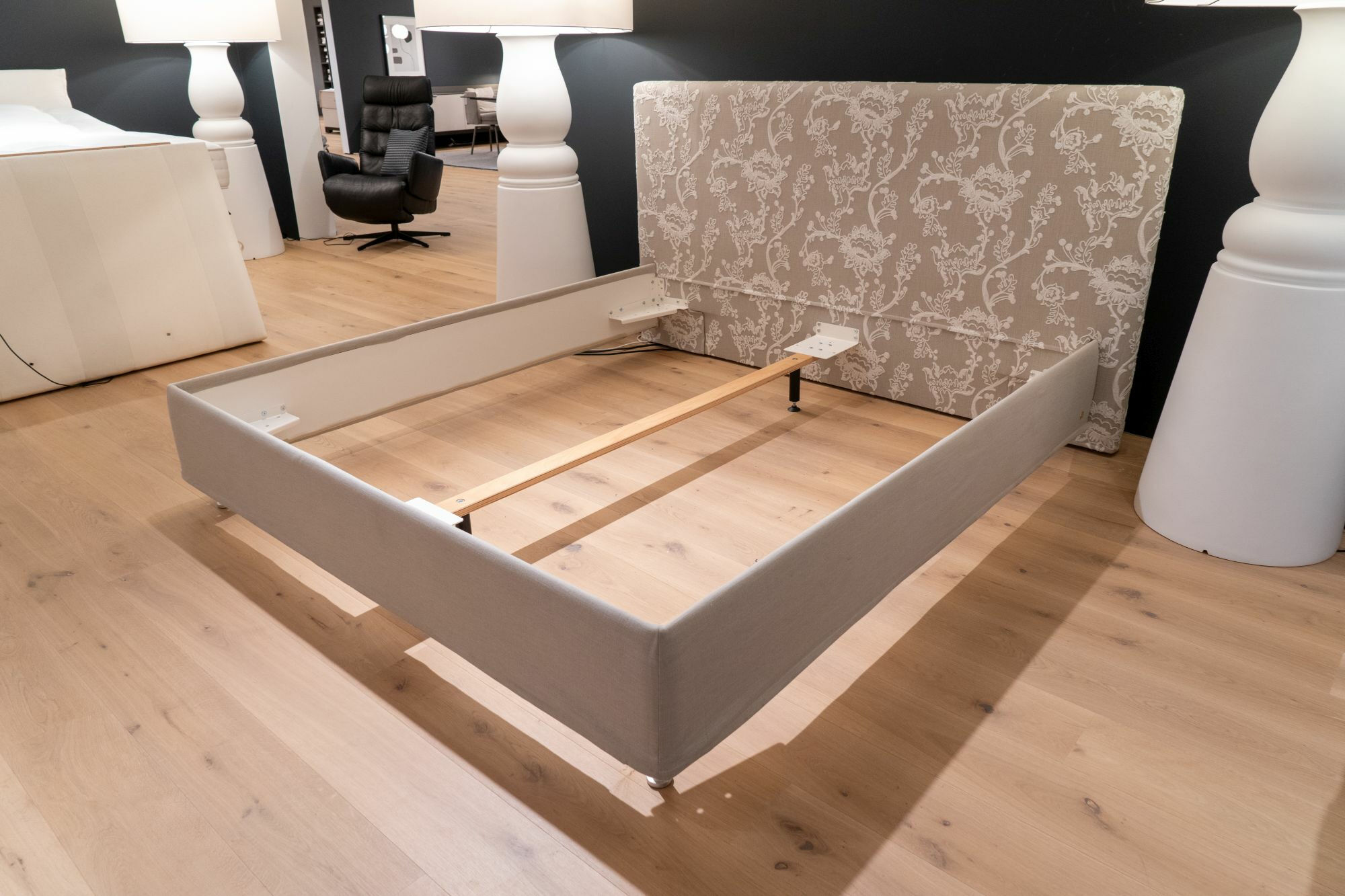 Schramm - Doppelbett Gala GA28-S-3B Stoff Max 220 Beige Uni Fuss MS 20 Alu Matt Ohne Matratze Und Untermatratze  - 7