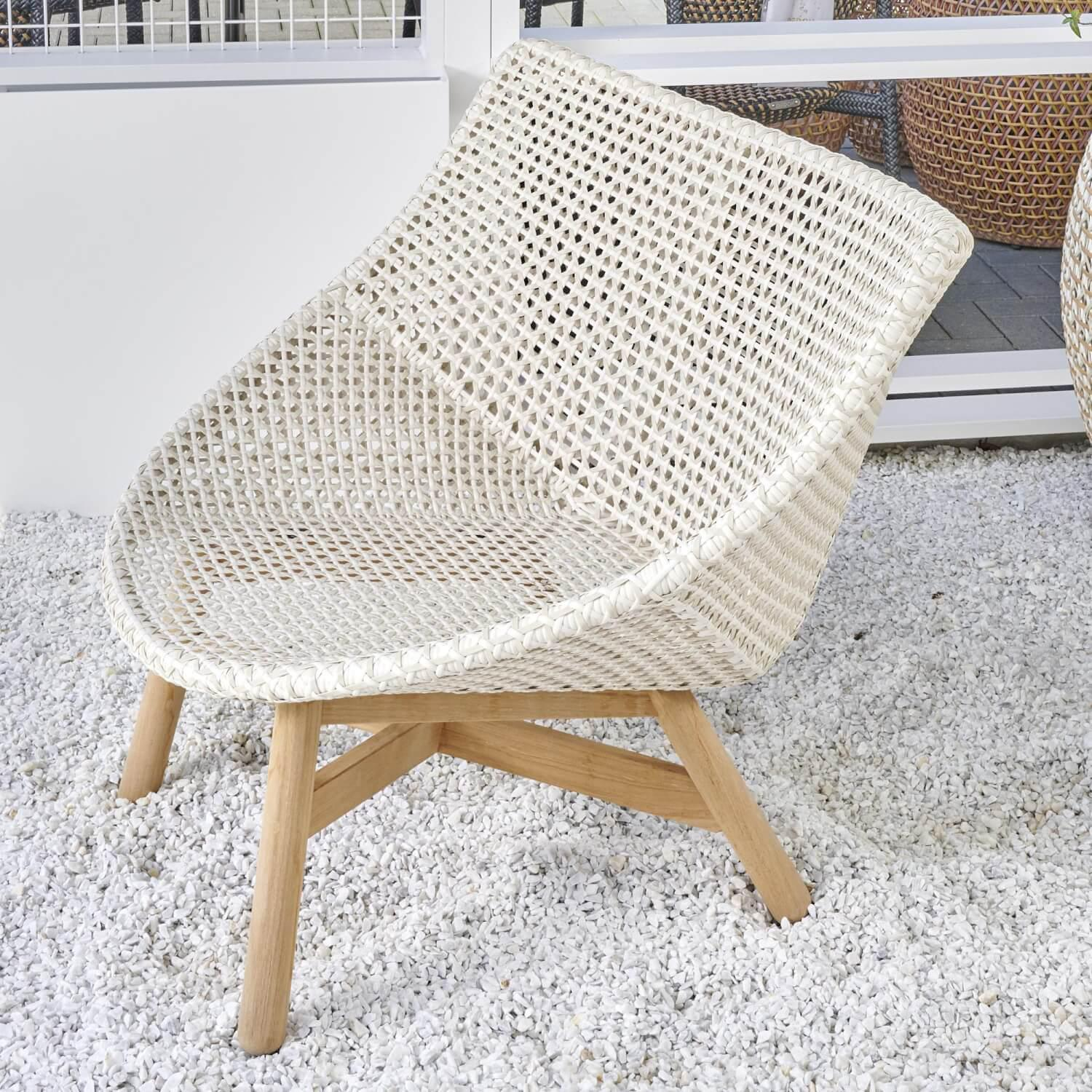 DEDON - Lounge Sessel Mbrace Bezug Stoff Kvadrat Patio 140 677 Geflecht Seasalt 140 Gestell Teak - 6